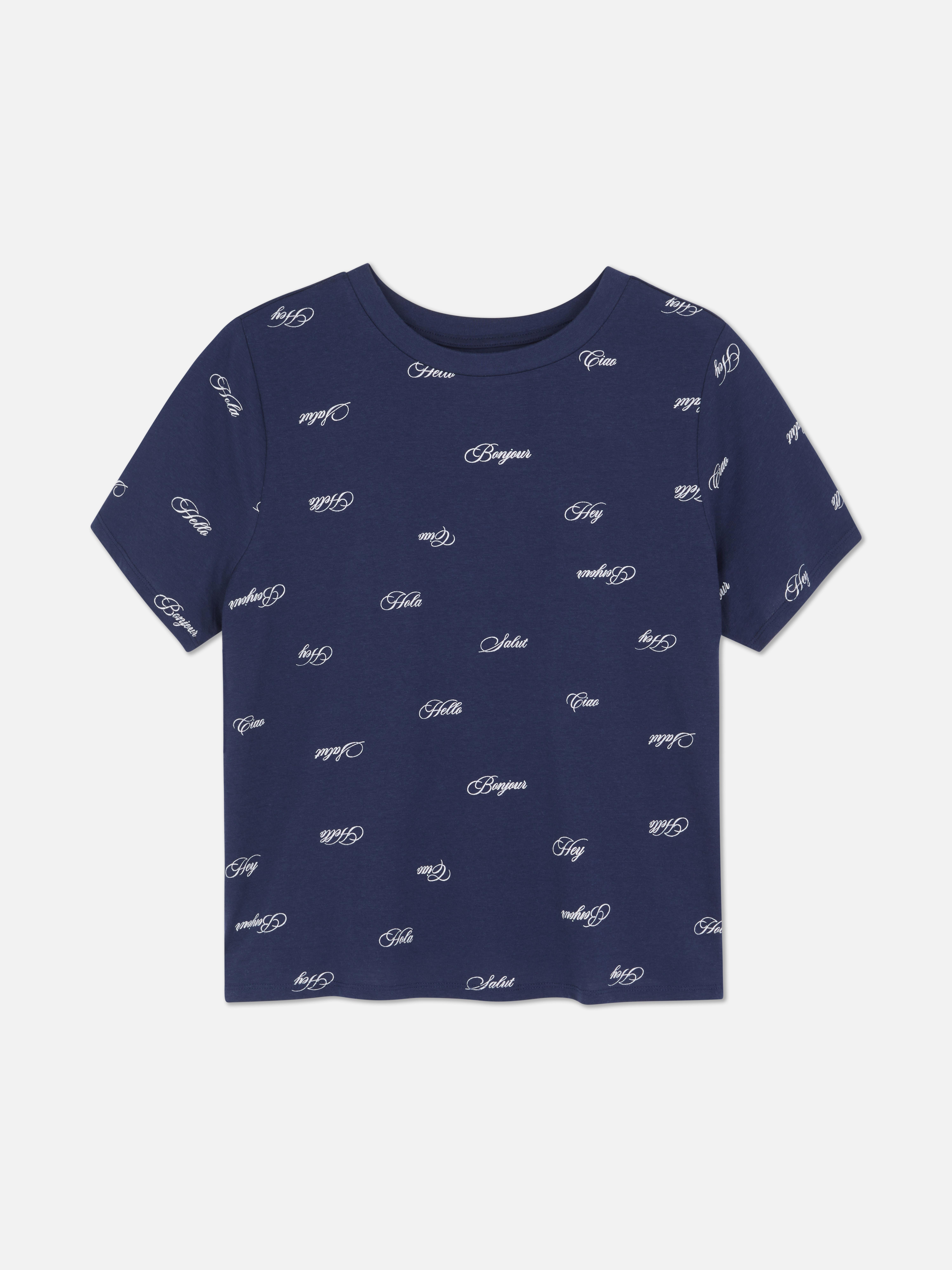 Maglietta in cotone con stampa all-over