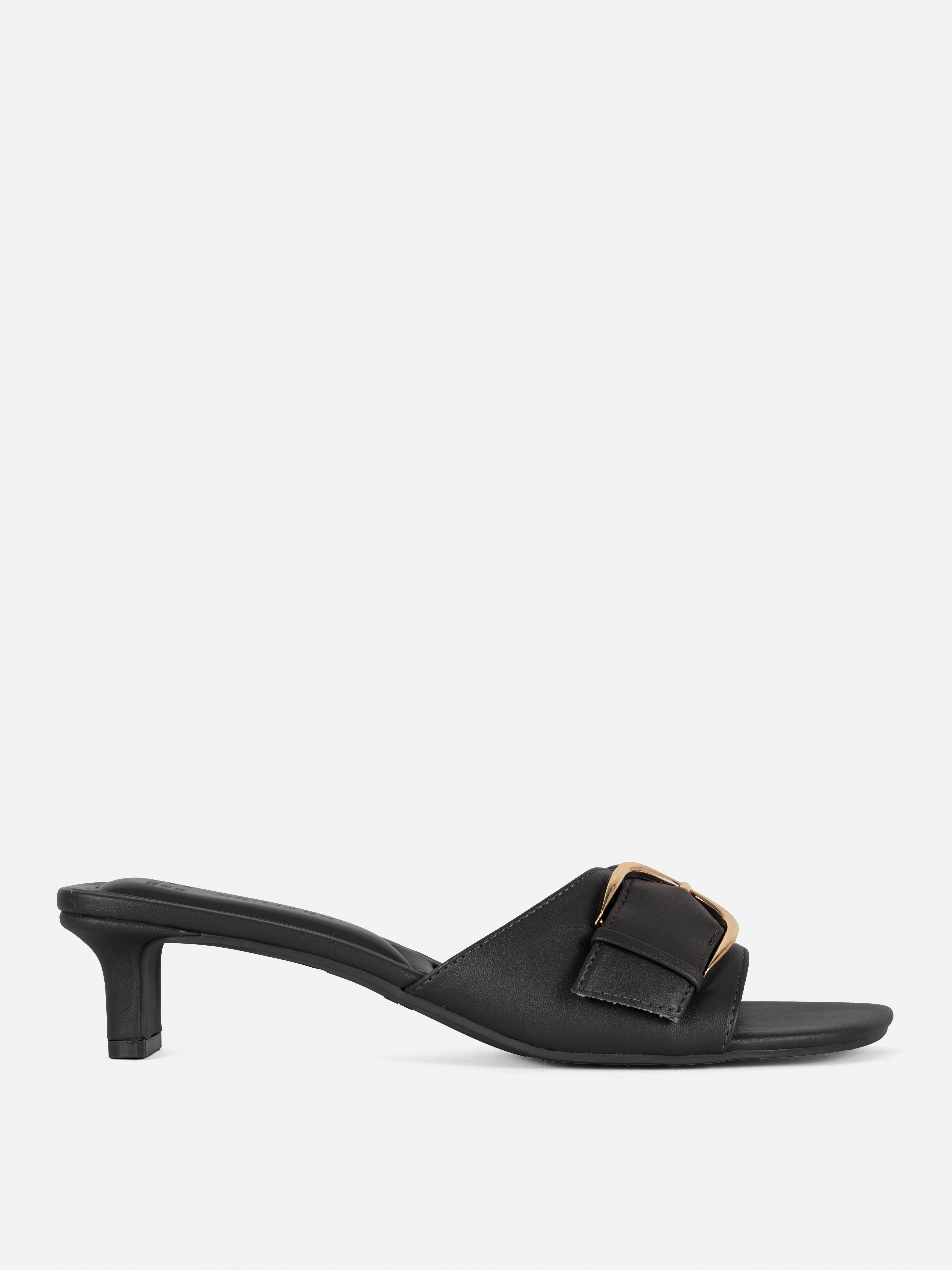 Women's Black Buckle Block Mule | Primark