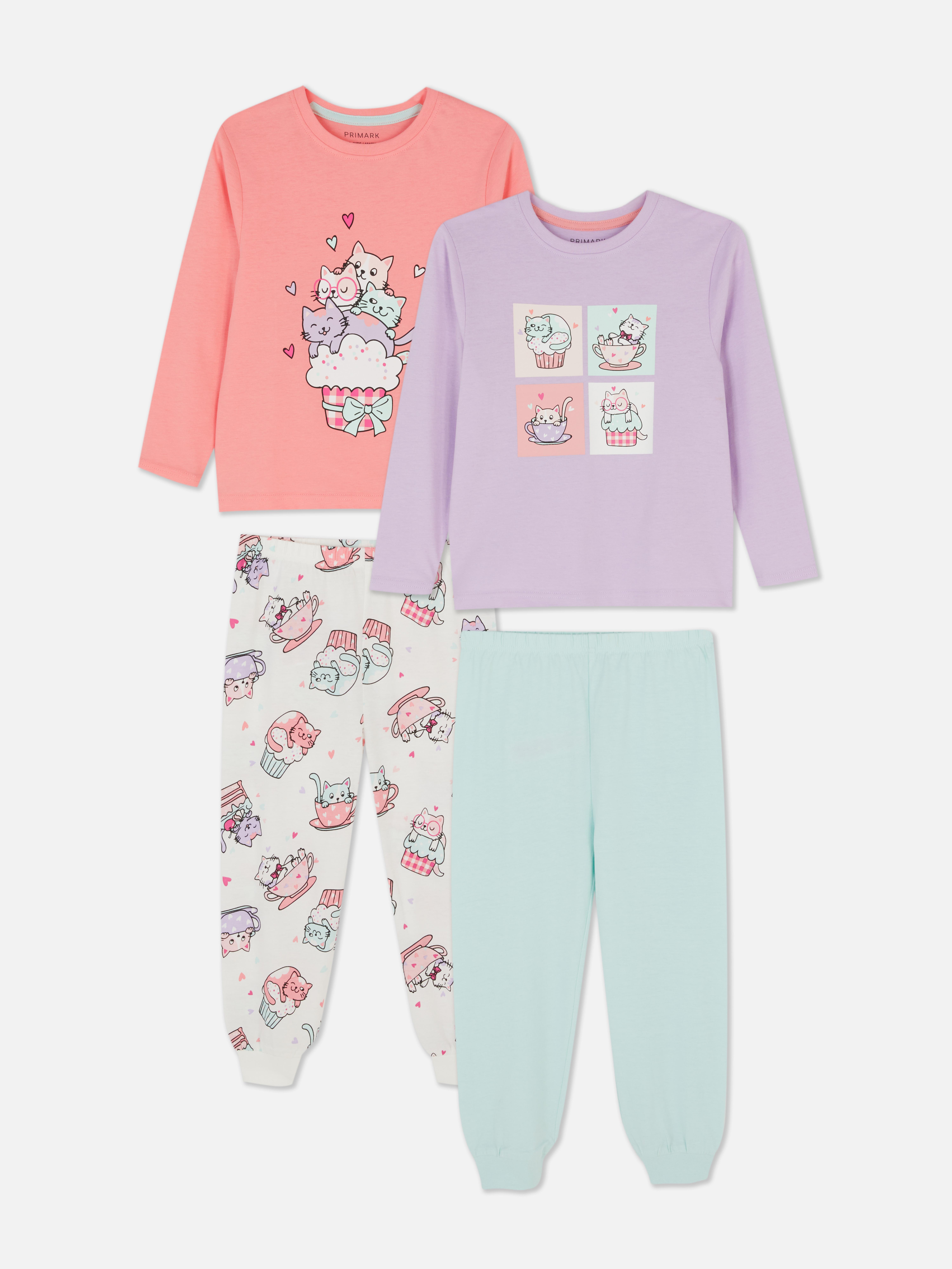 1,5-8 ans | Lot de 2 pyjamas à motif chat