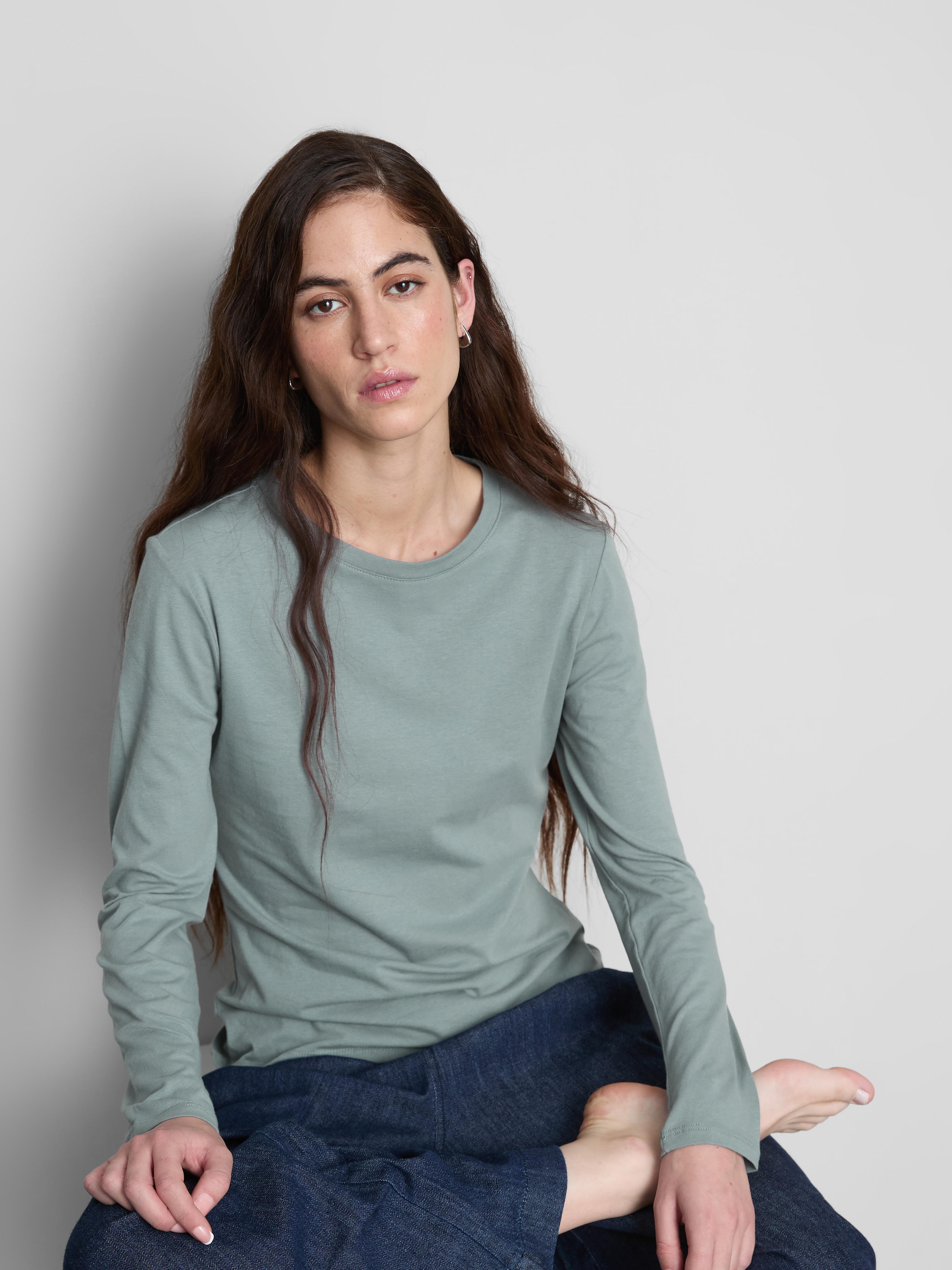 Women's Light Green Stretch Crew Neck Top
