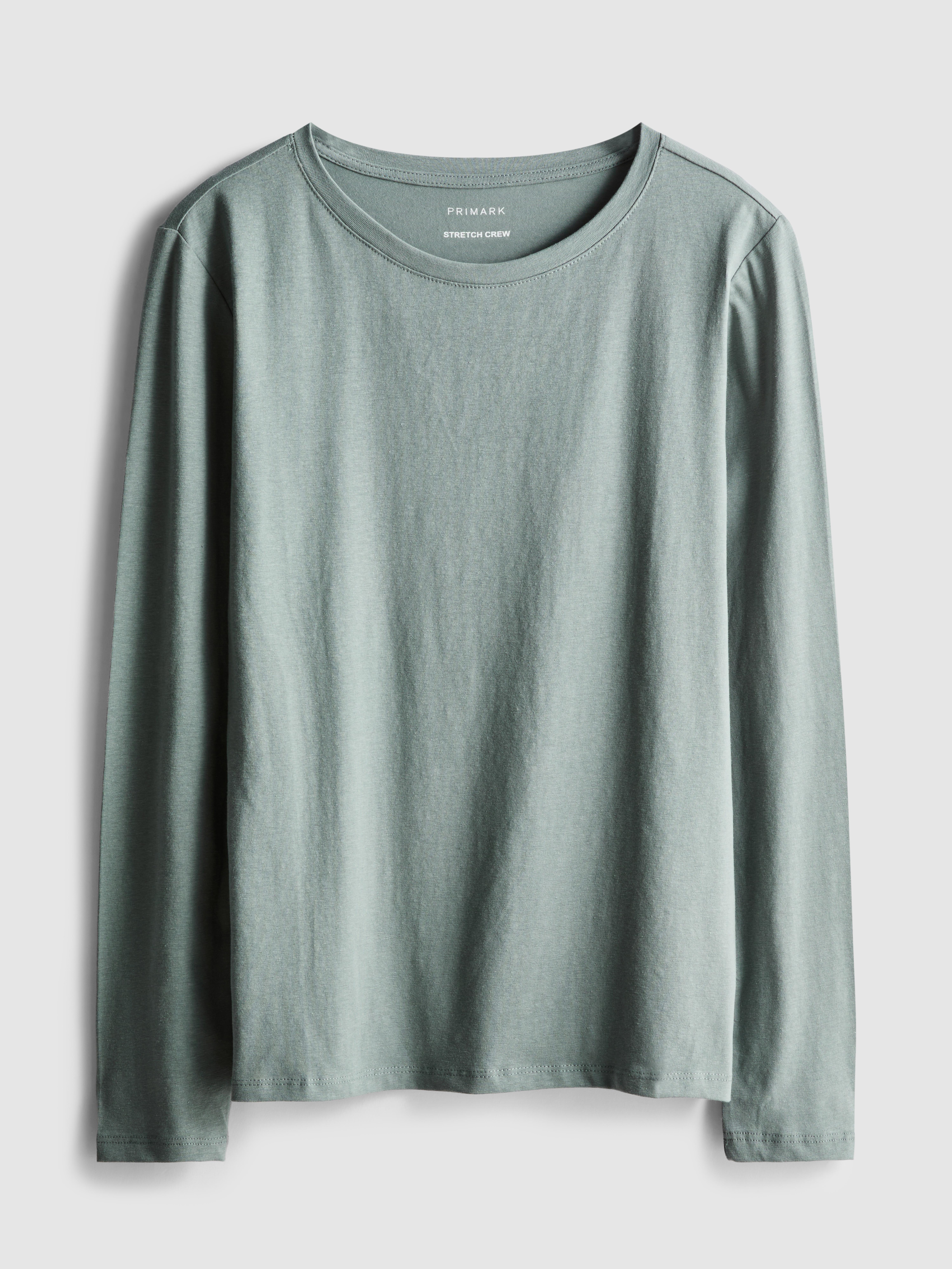 Women's Light Green Stretch Crew Neck Top