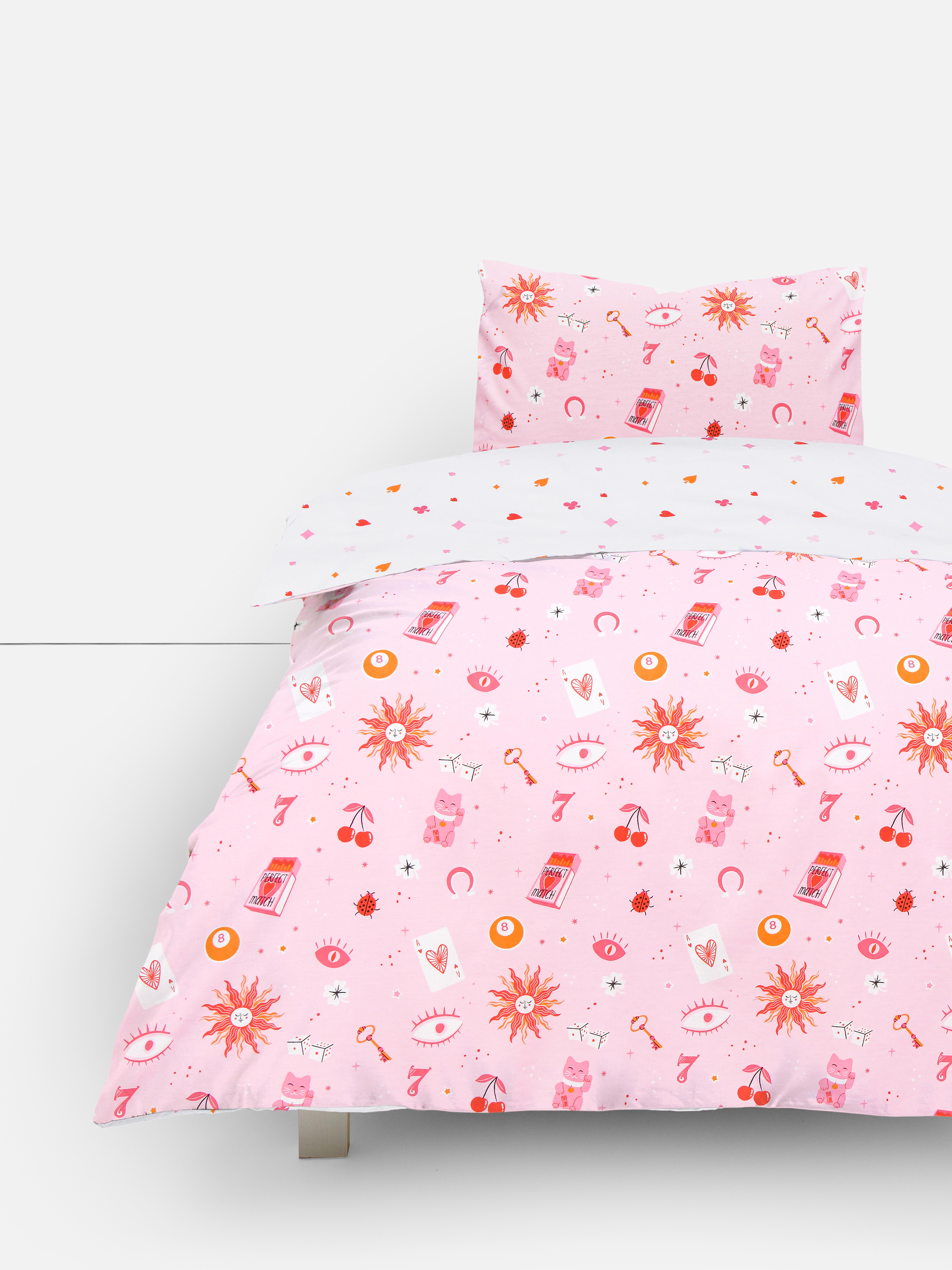 Reversible Lucky Charm Single Duvet Cover Set