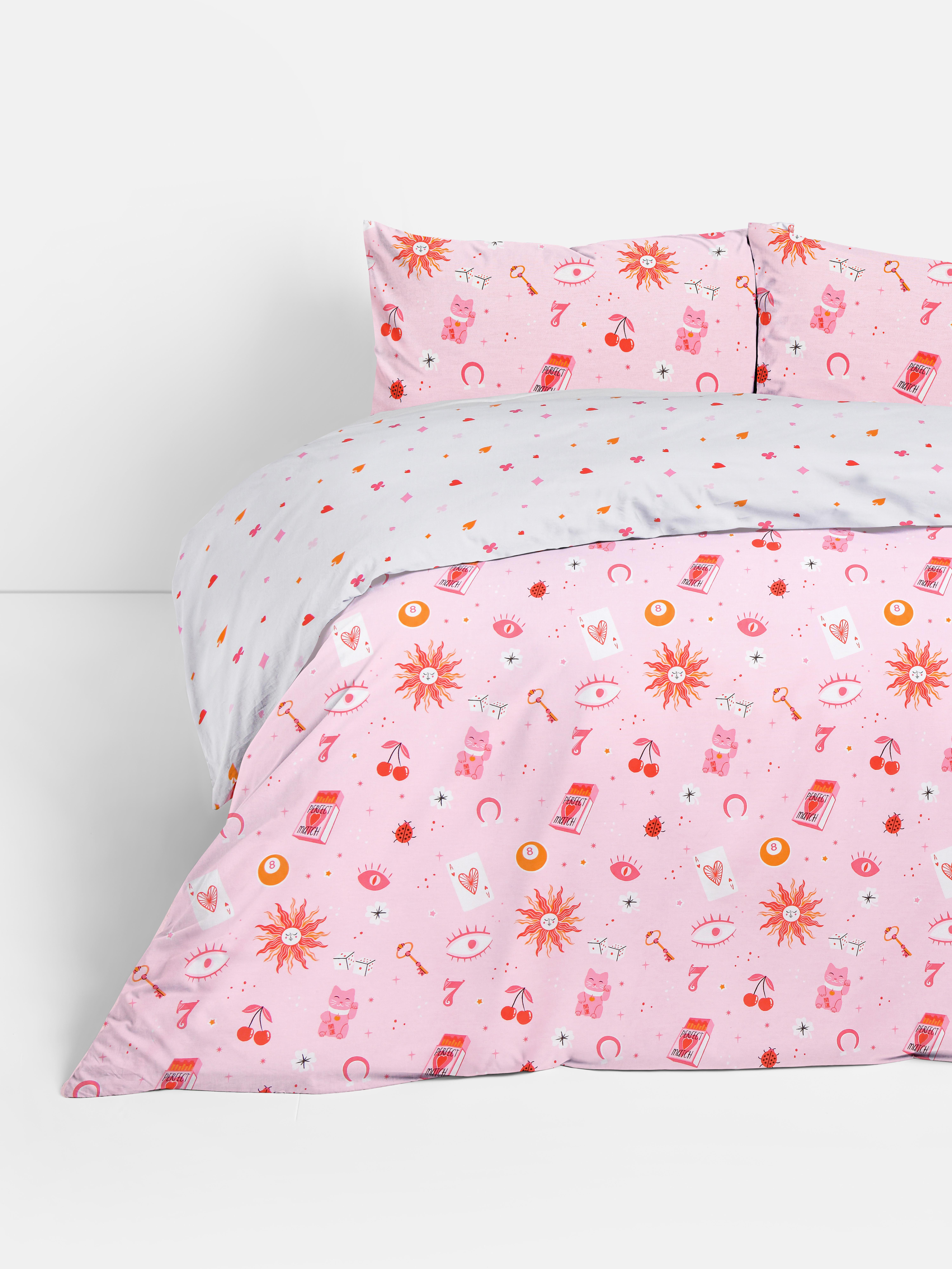 Reversible Lucky Charm Double Duvet Cover Set