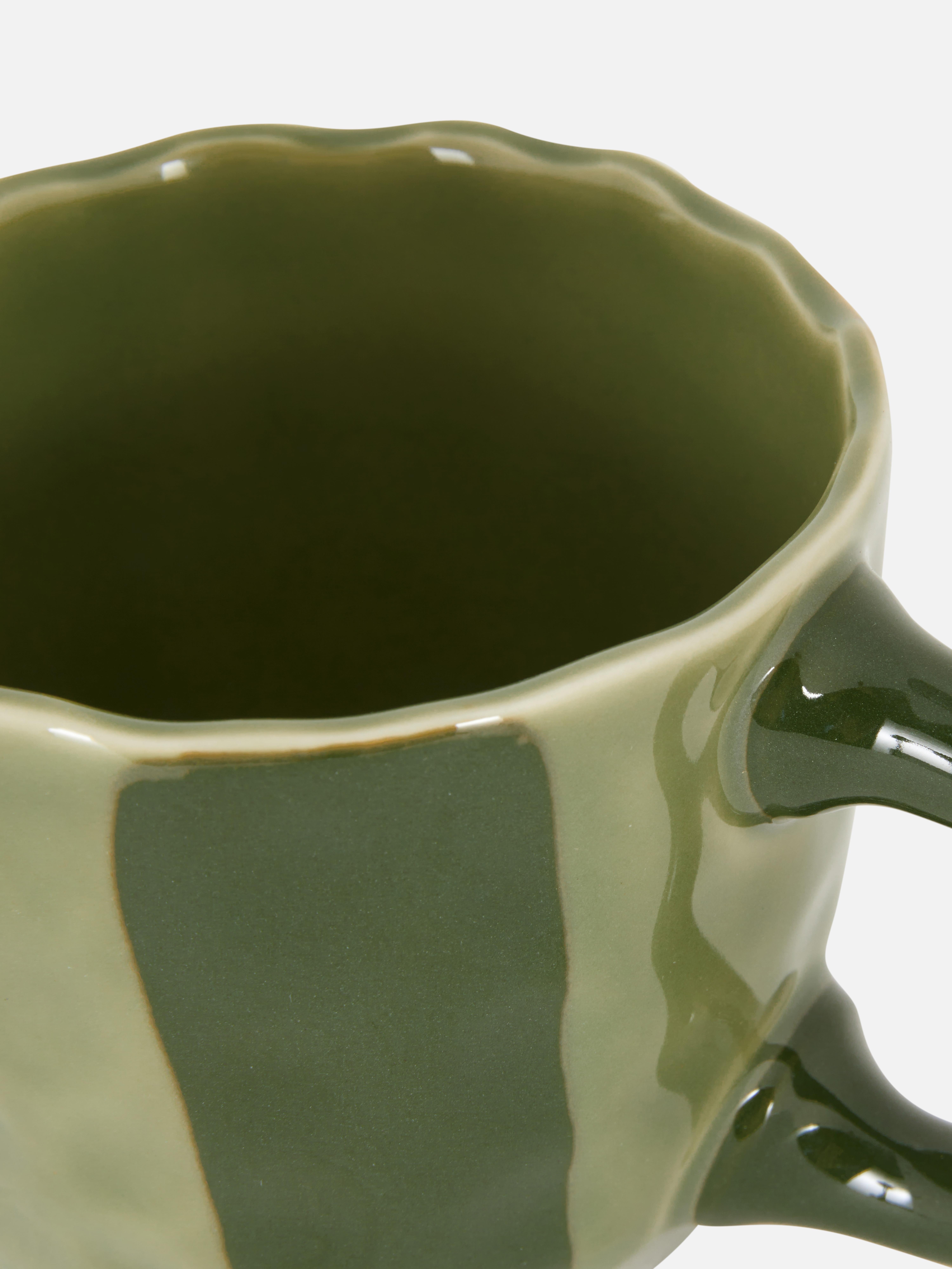 Striped Mug With Hammered Texture