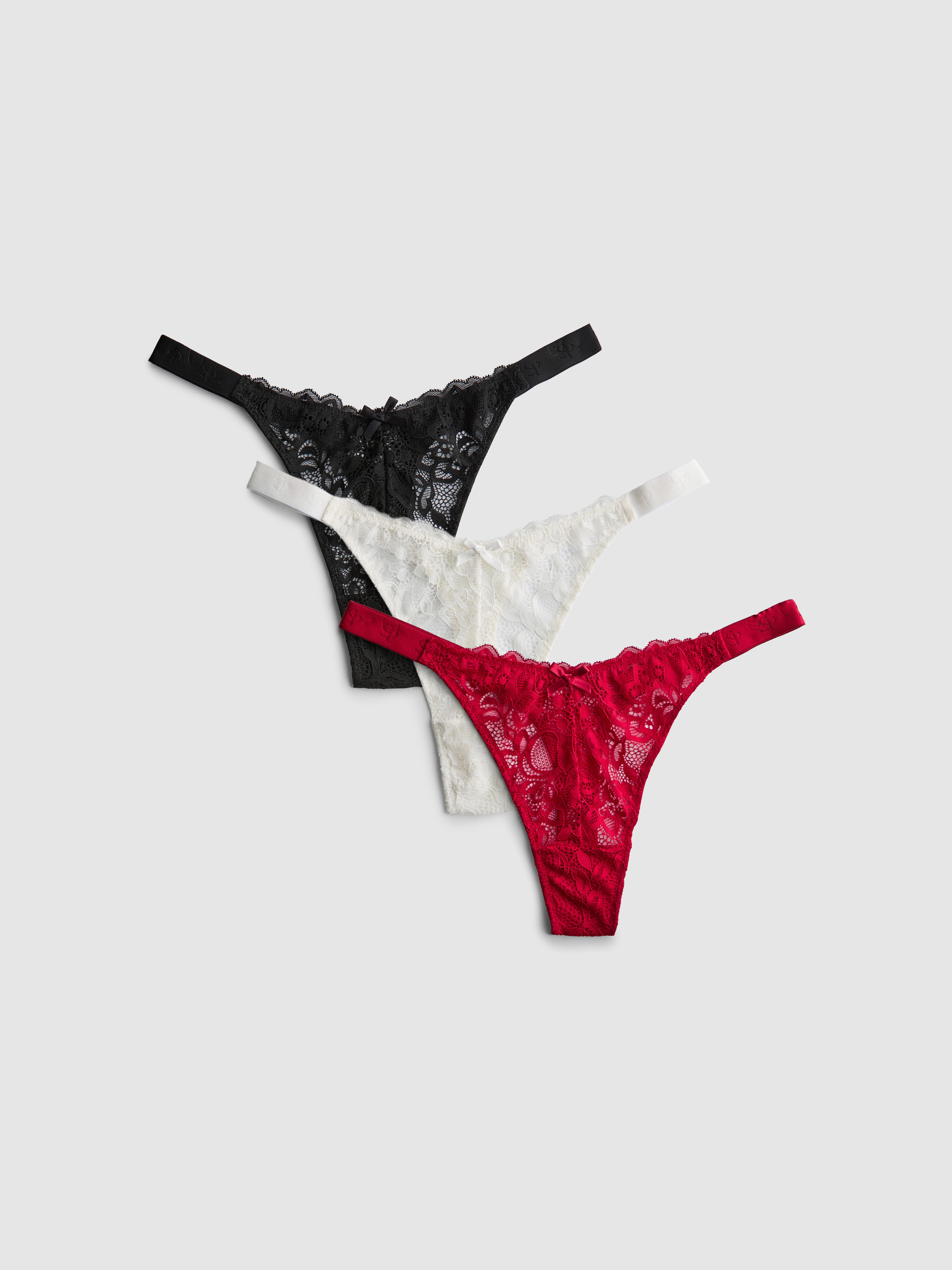 3pk Lace Thongs