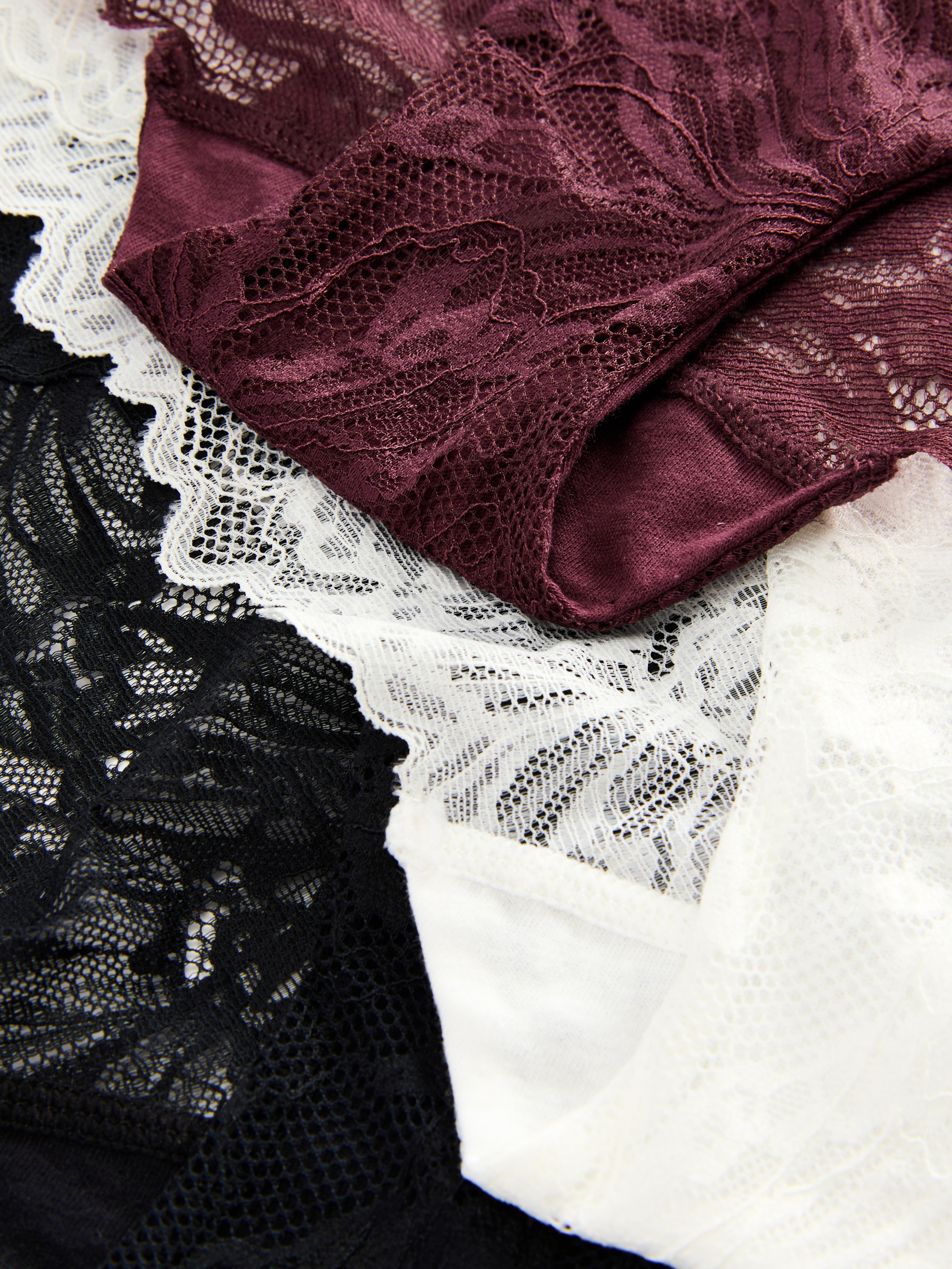Kanten slip met hoge taille, set van 3