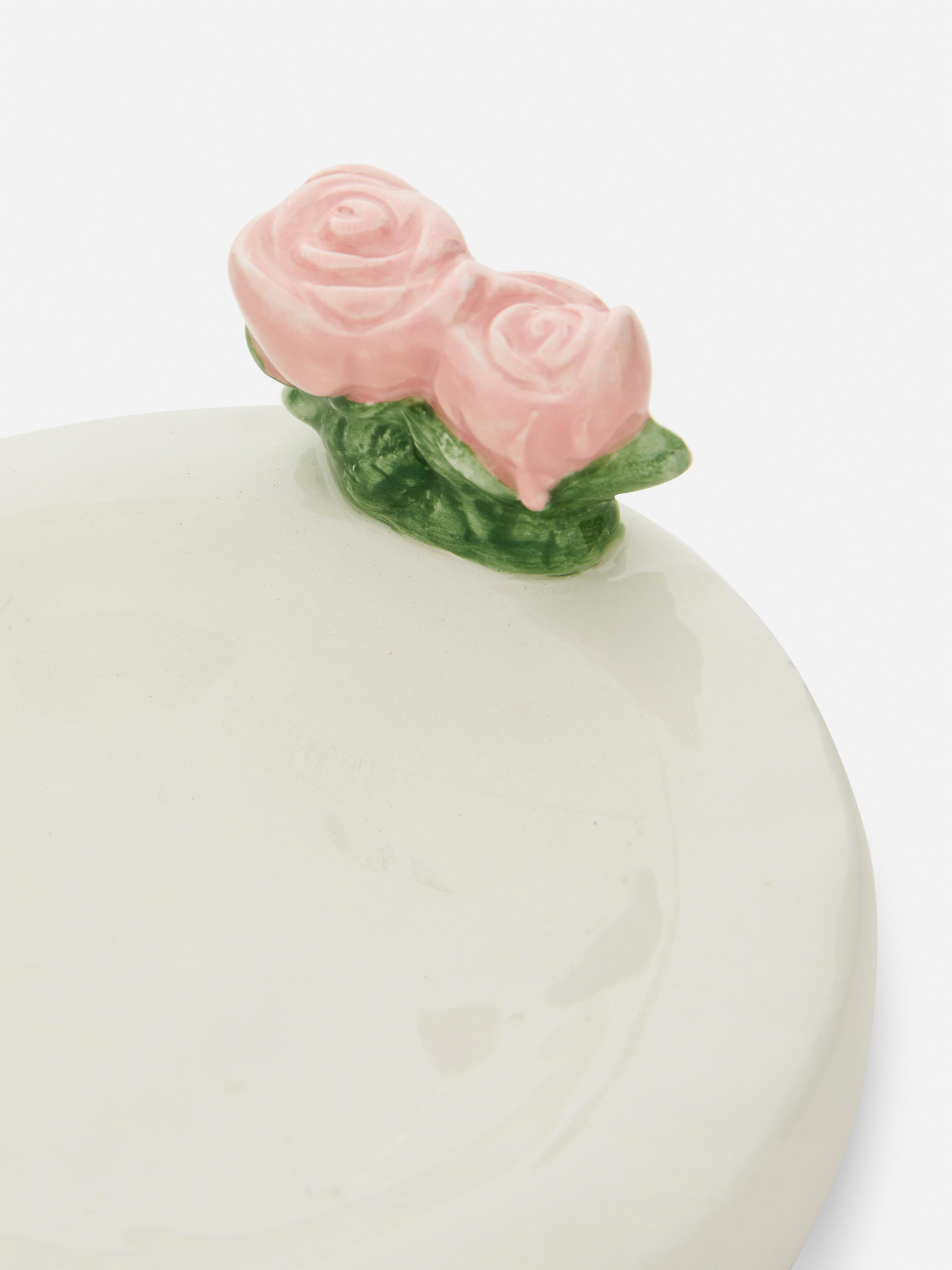 Portasapone in ceramica con rosa