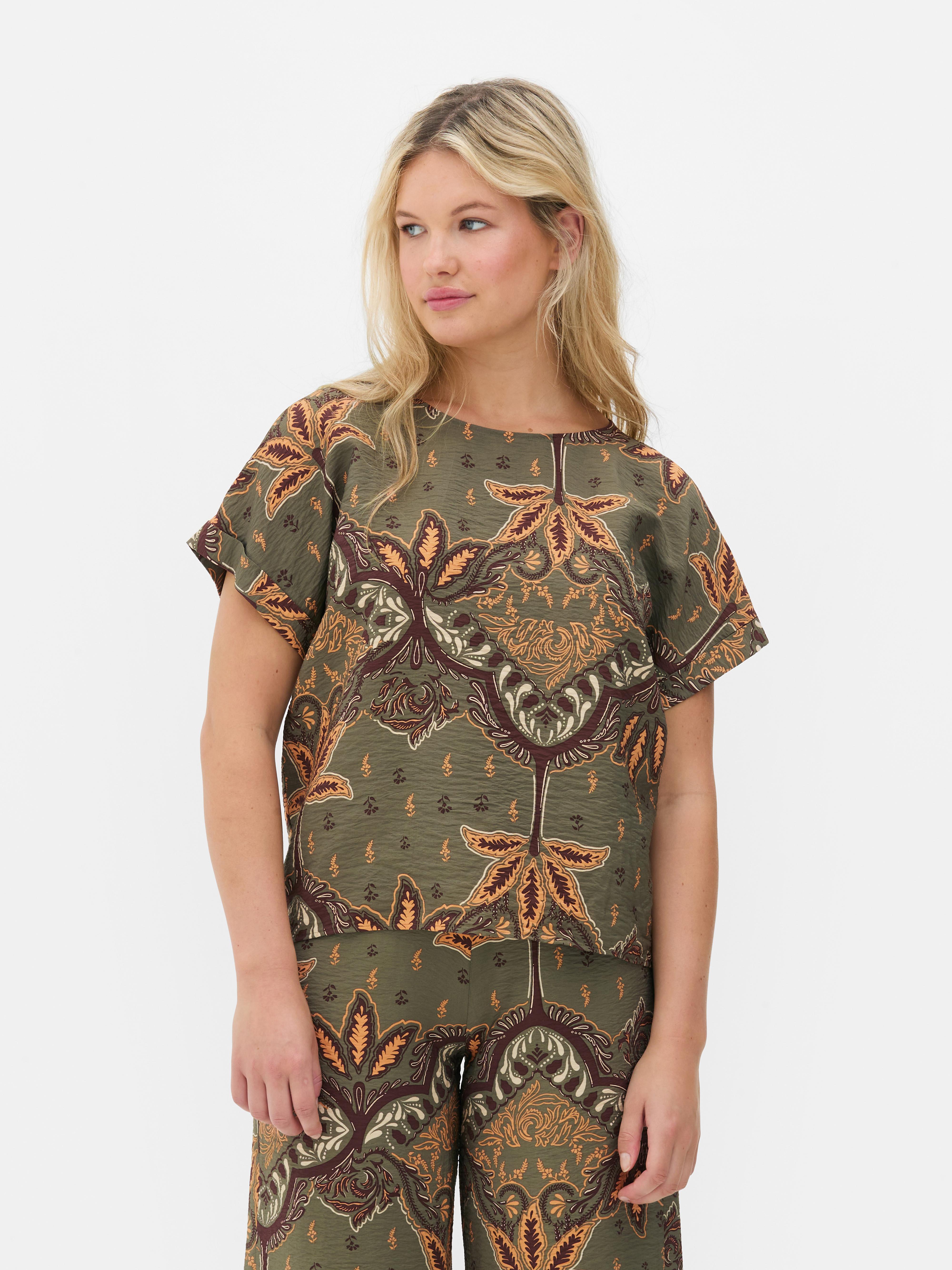 Blouse met print en korte mouwen