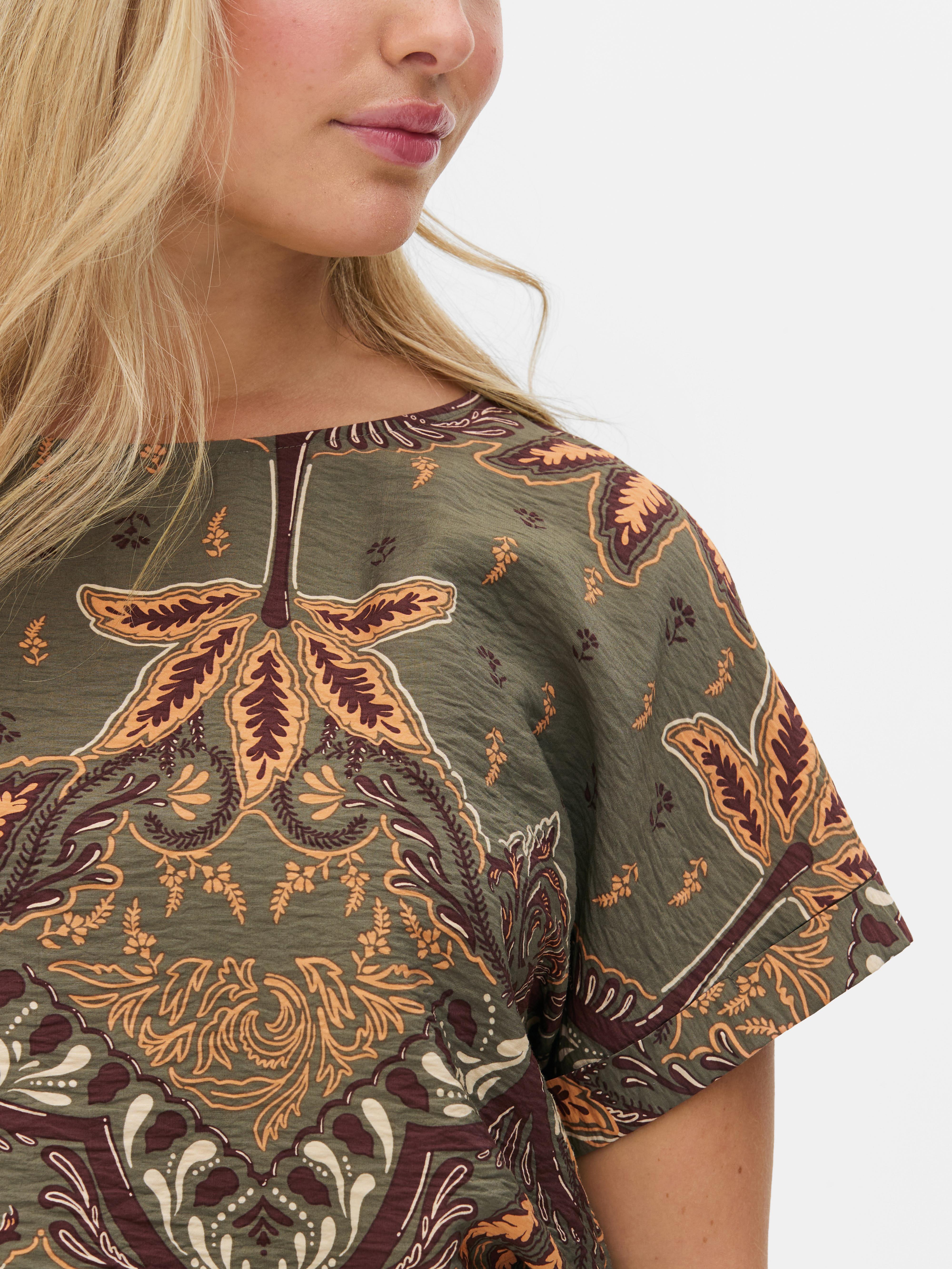 Blouse met print en korte mouwen