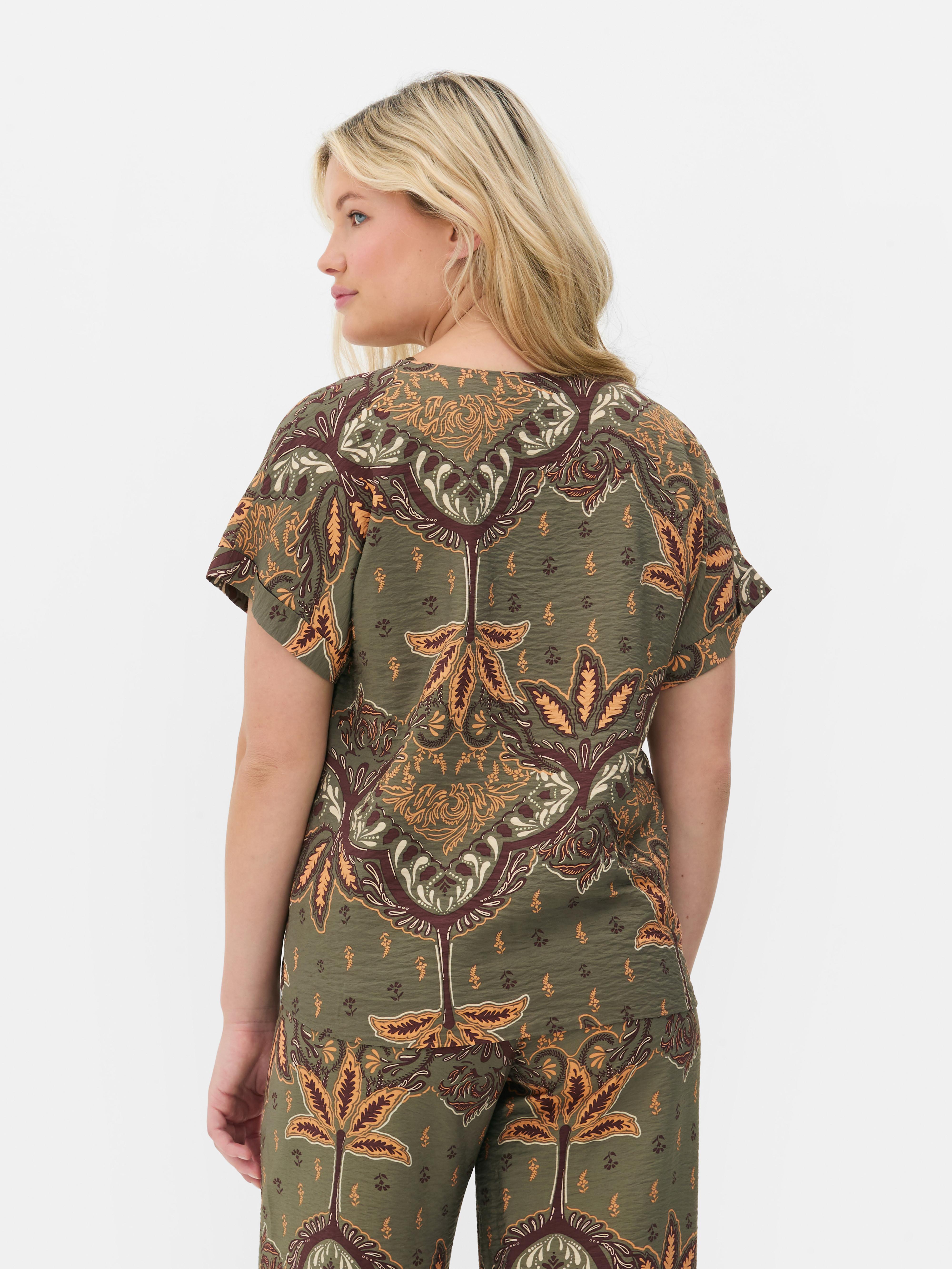Blouse met print en korte mouwen