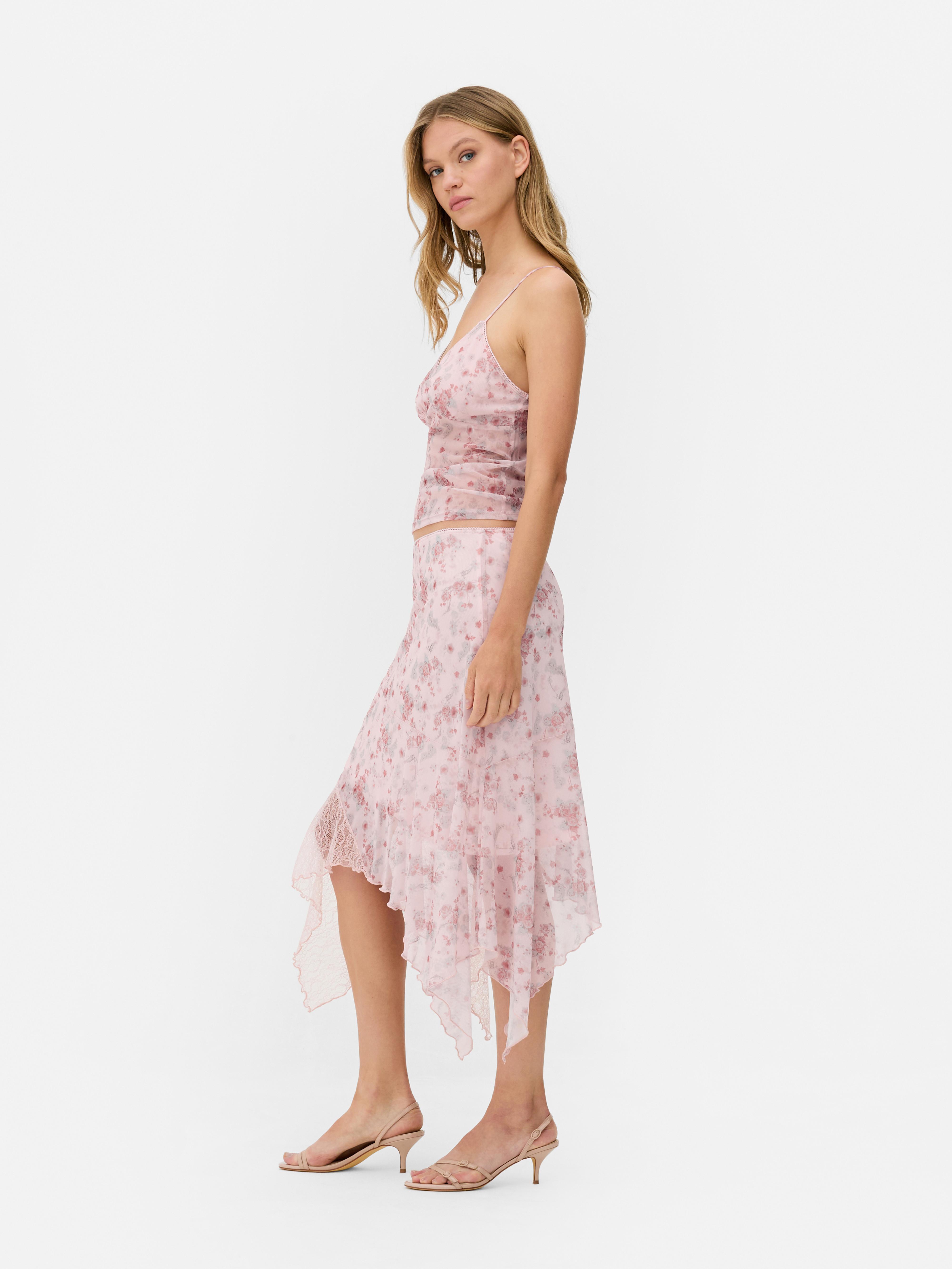 Floral Hanky Hem Skirt