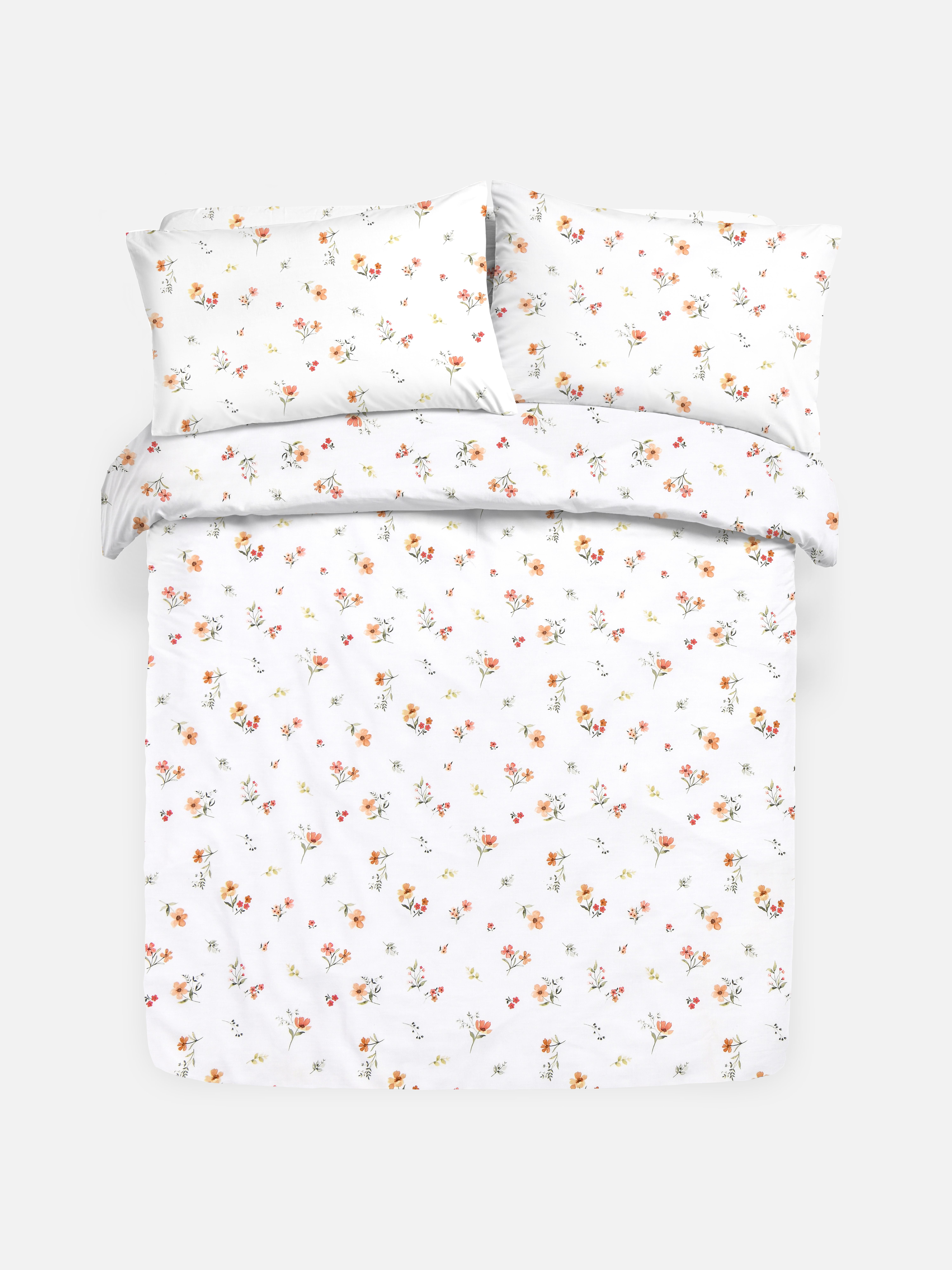 Conjunto capa edredão casal padrão floral outonal