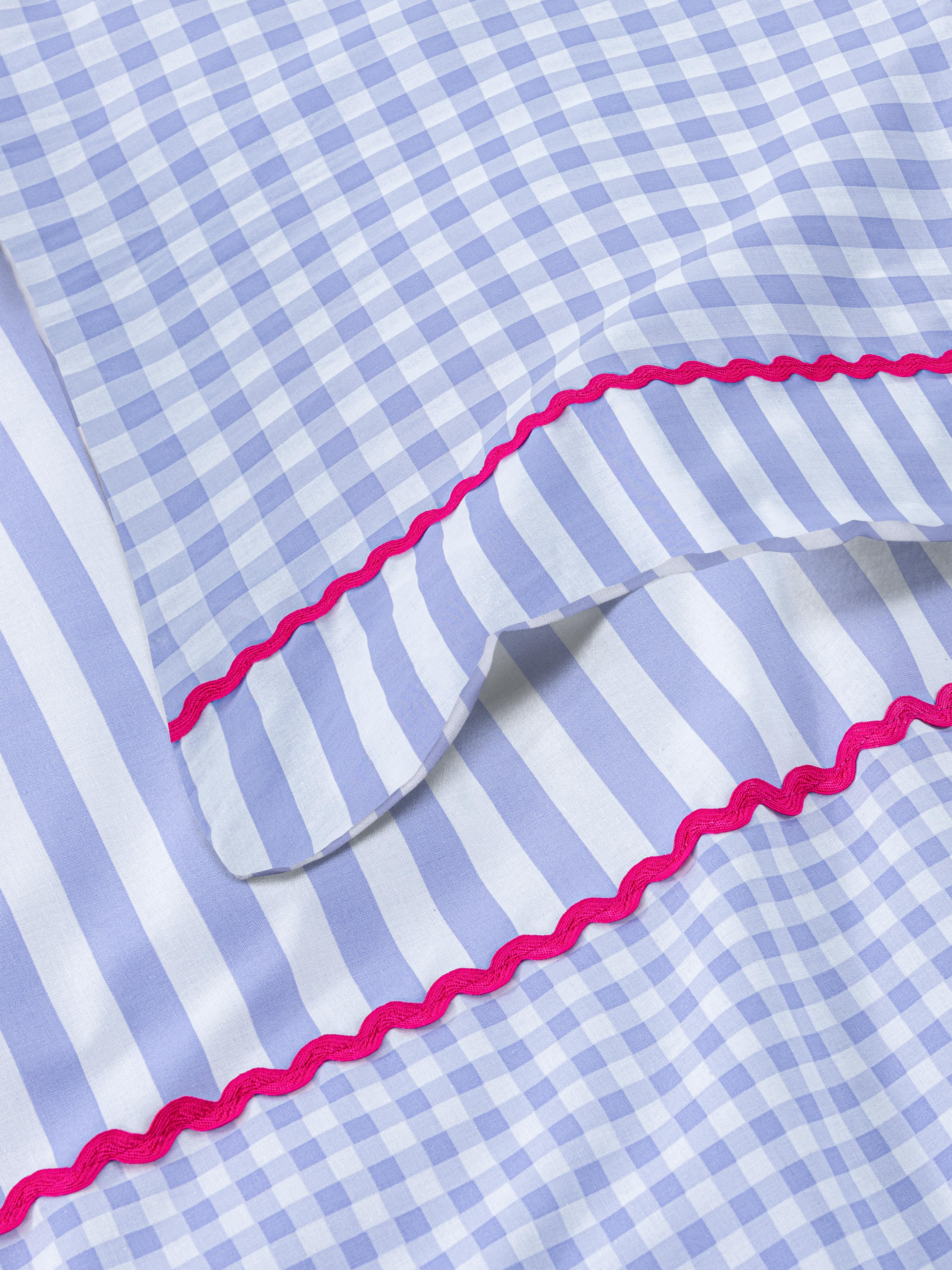 Gingham Ric Rac Super King Duvet Cover Set