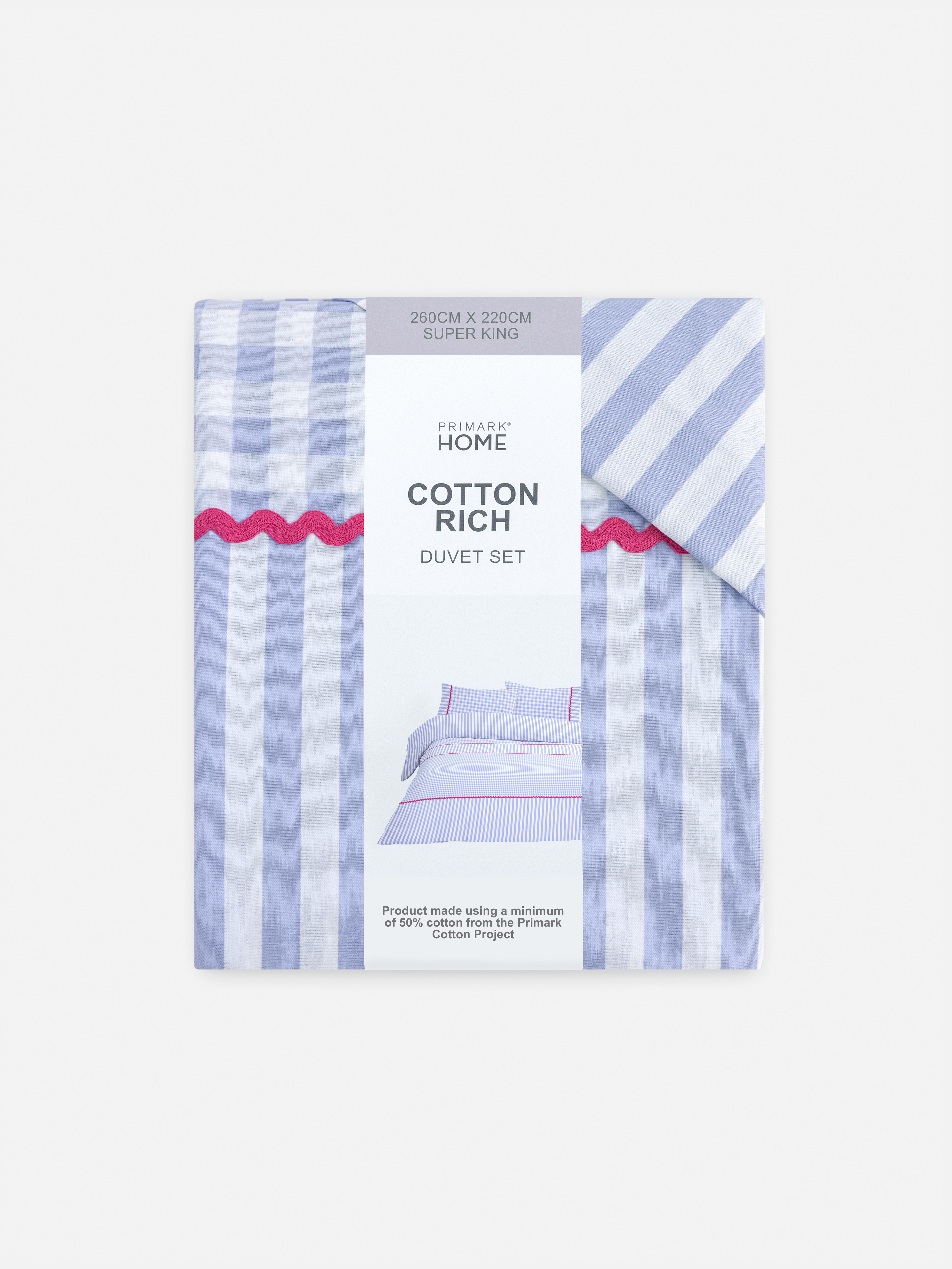Gingham Ric Rac Super King Duvet Cover Set