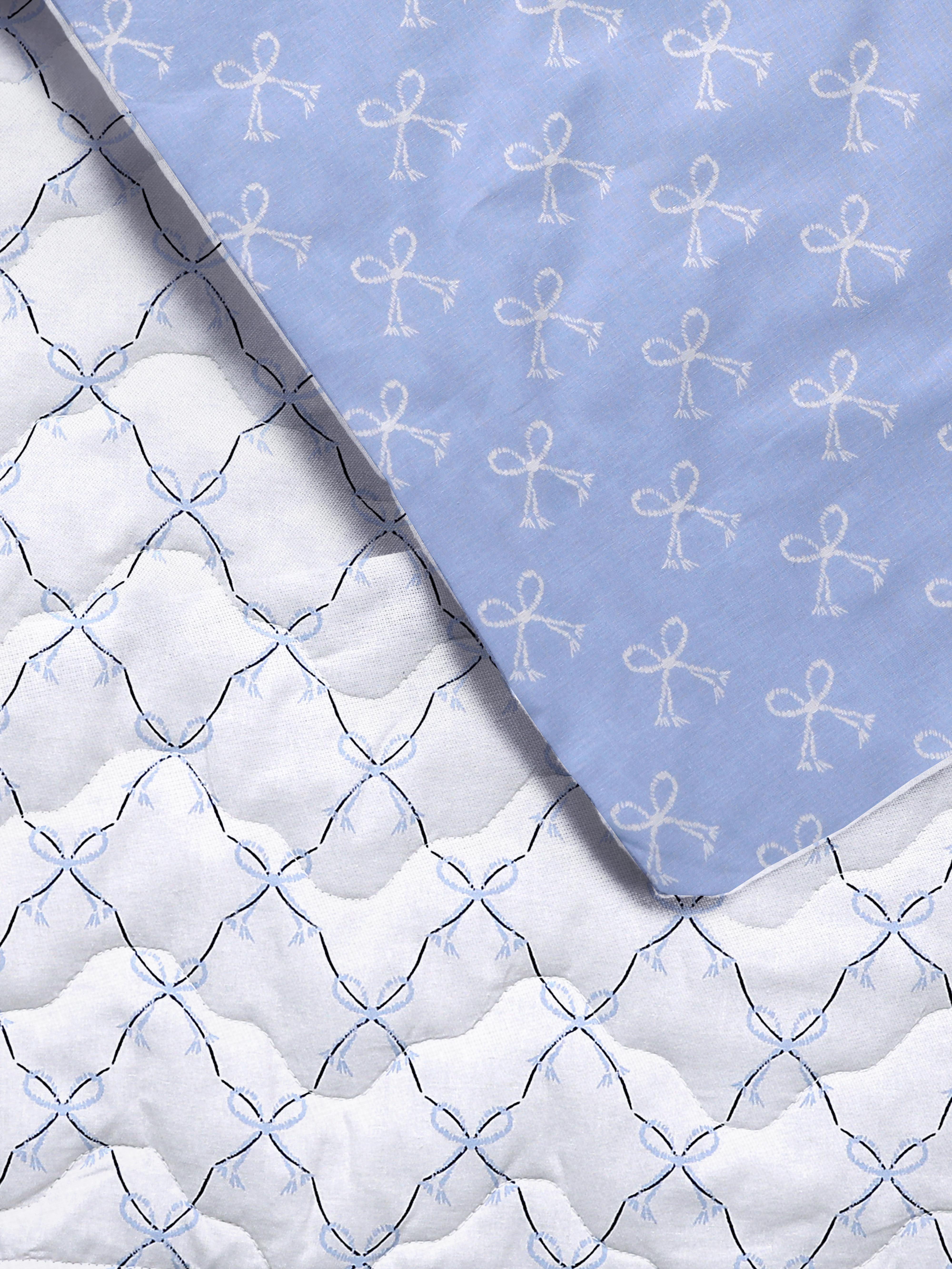 Vintage Bow Quilted Single Duvet Cover Set