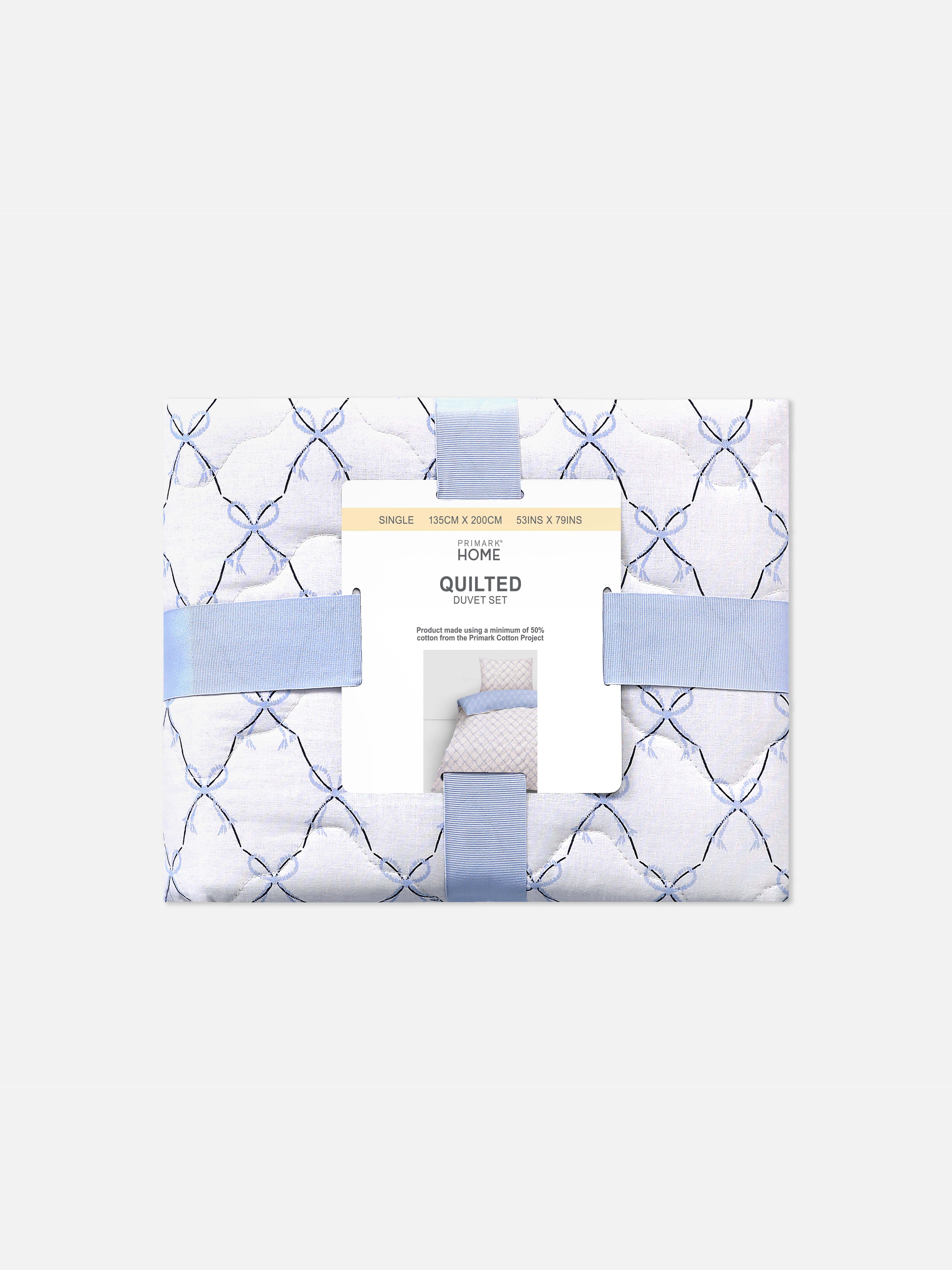 Vintage Bow Quilted Single Duvet Cover Set