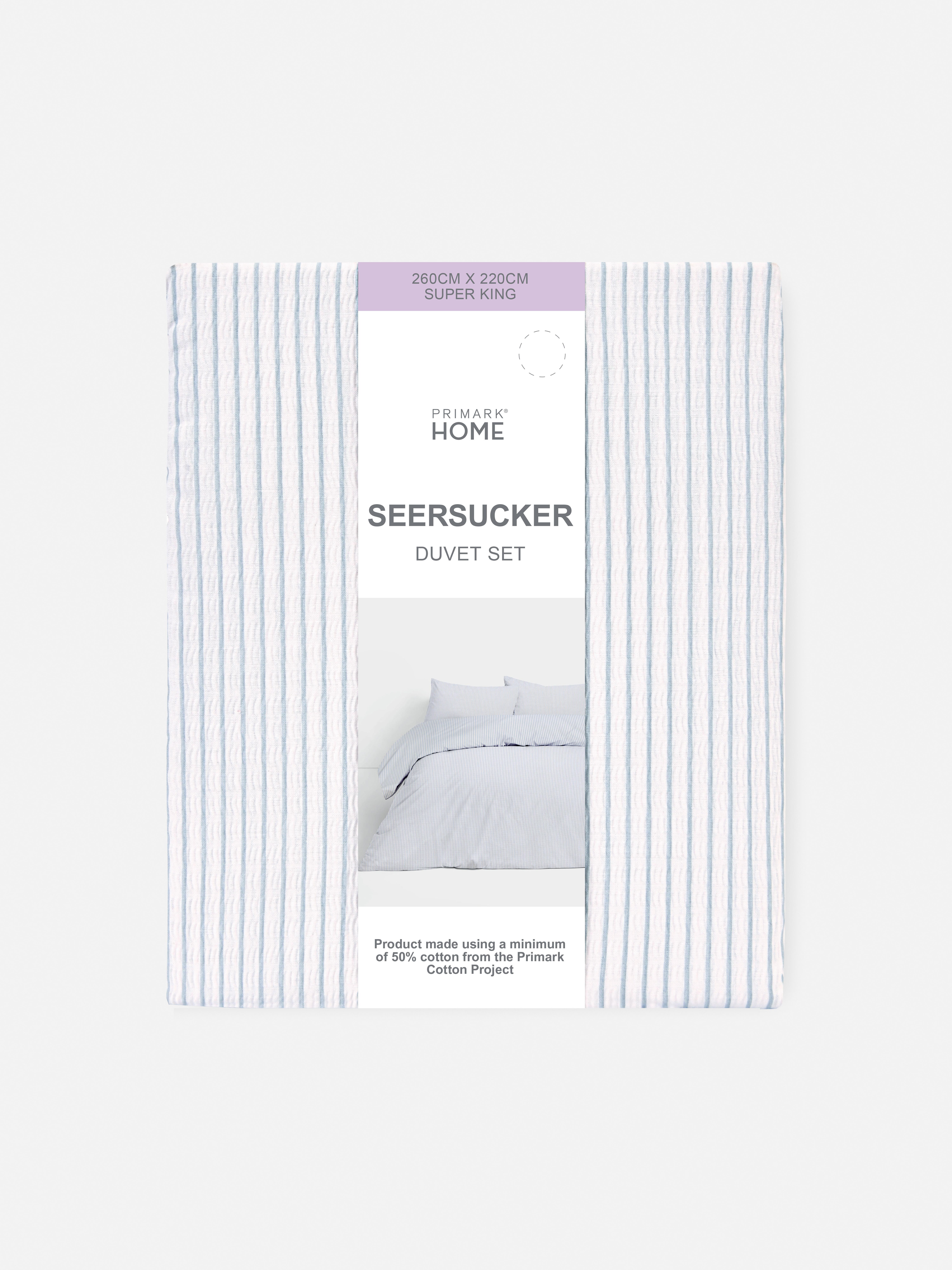 Striped Seersucker King Duvet Cover Set
