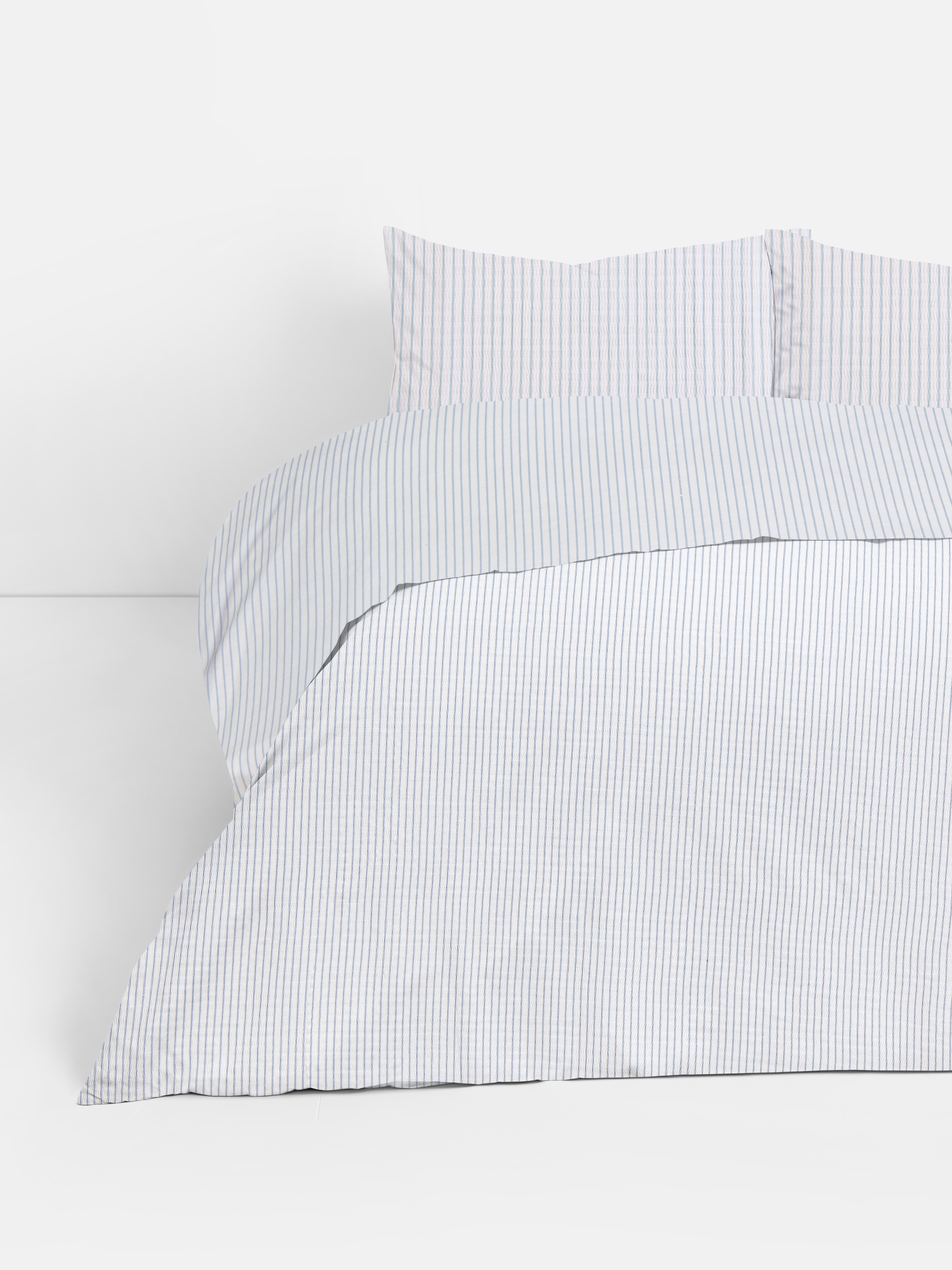 Striped Seersucker Double Duvet Cover Set