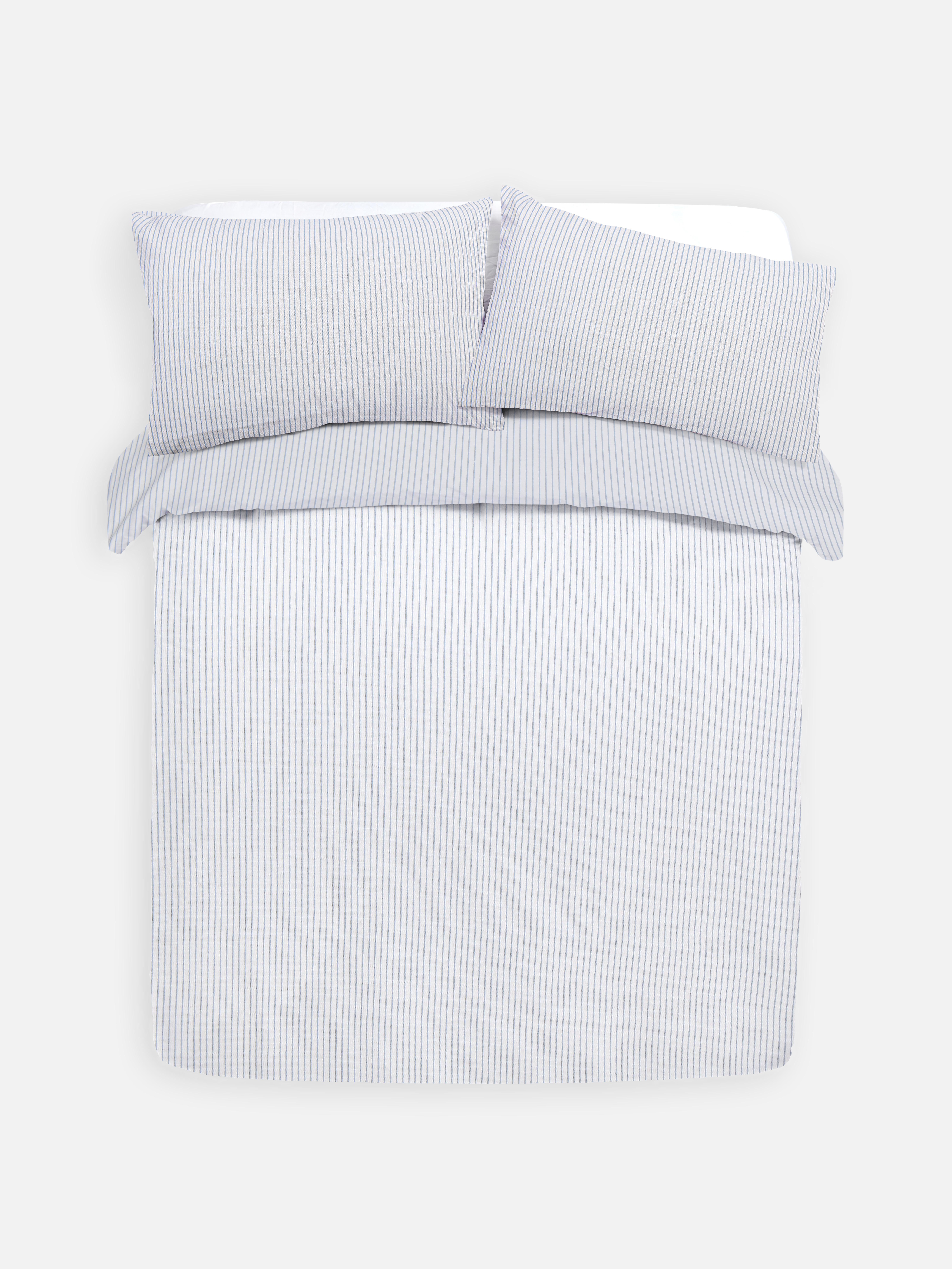 Striped Seersucker Double Duvet Cover Set