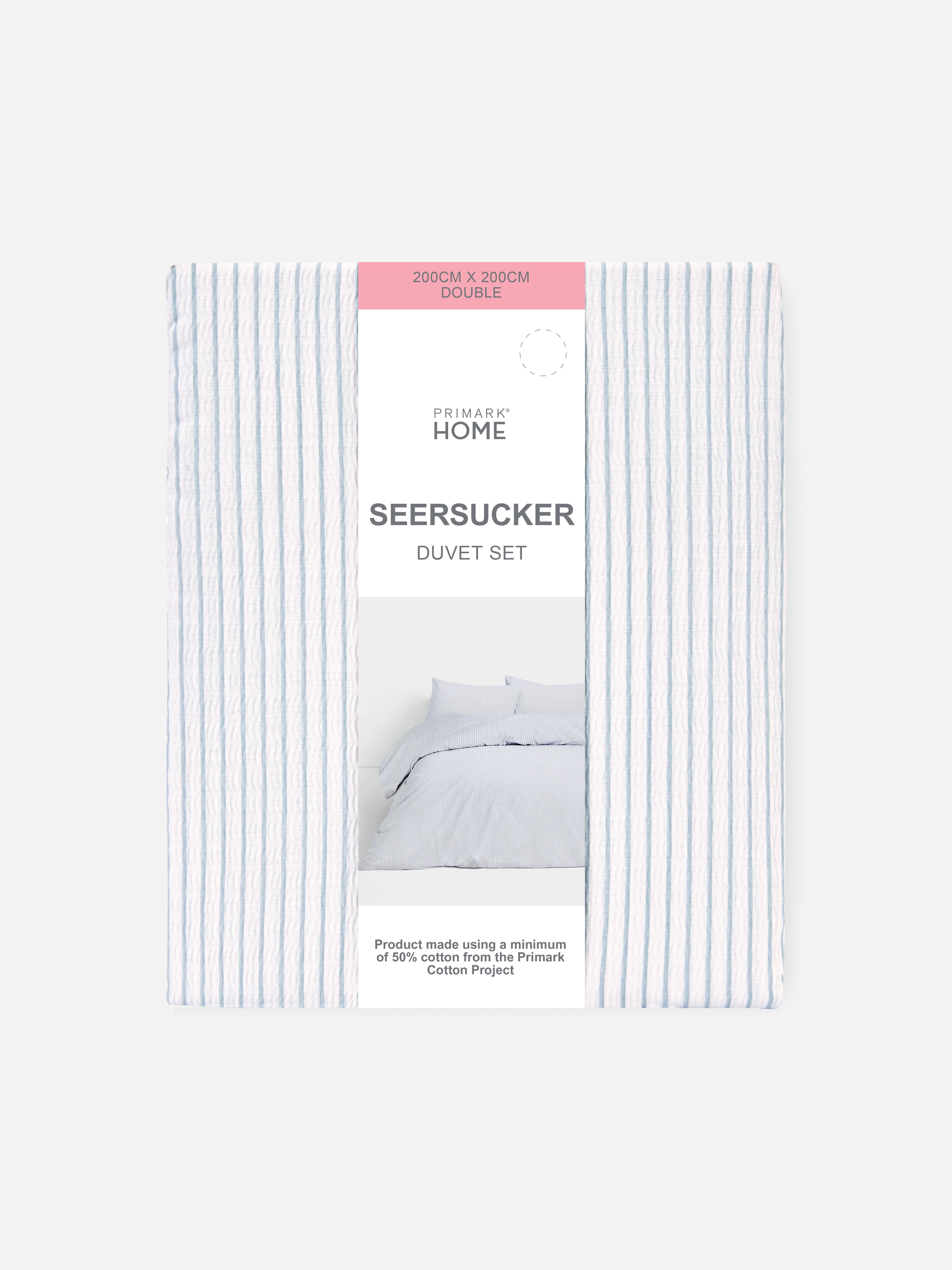 Striped Seersucker Double Duvet Cover Set