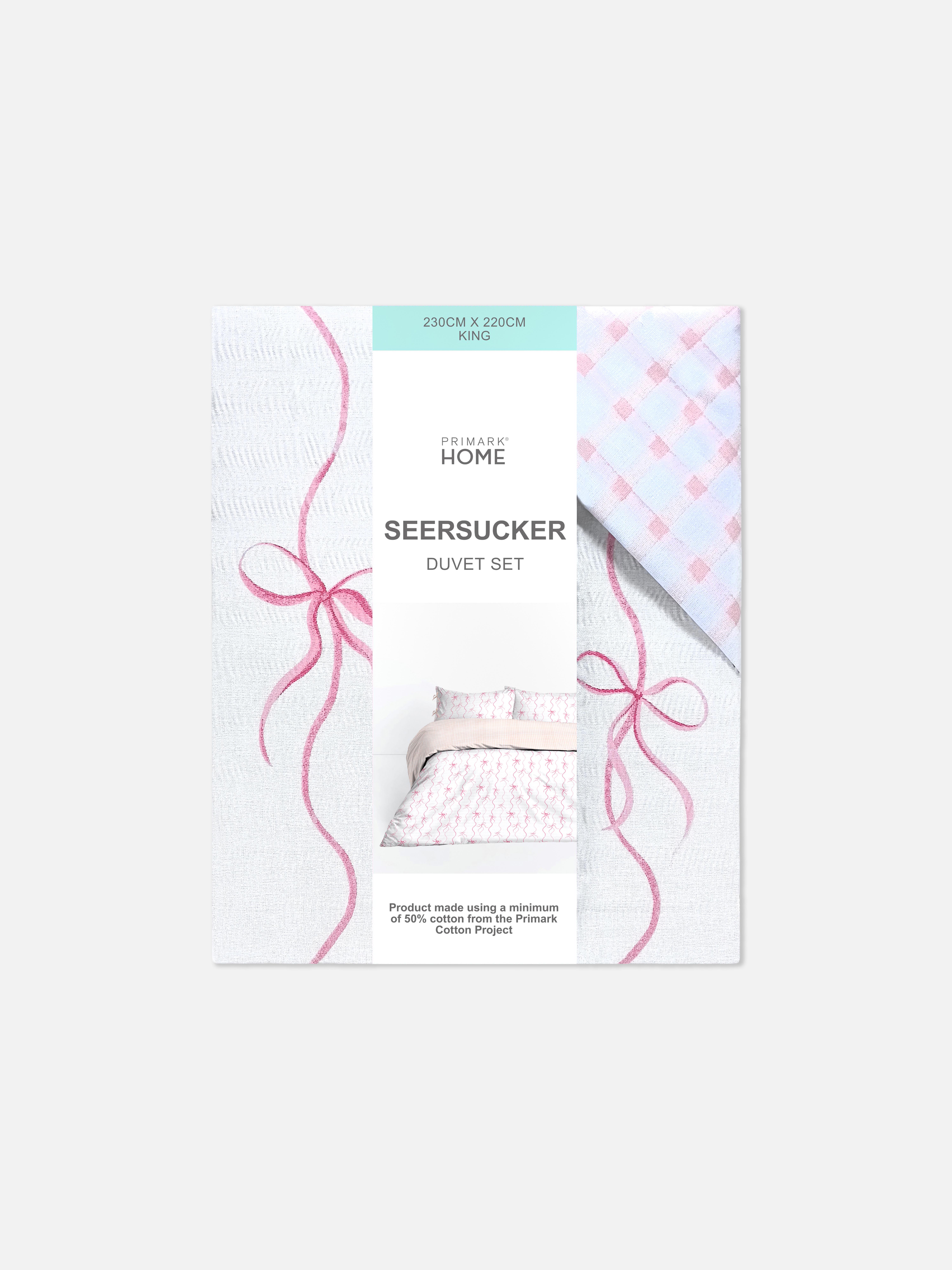 Seersucker-Bettwäsche mit Schleifenmuster, Kingsize