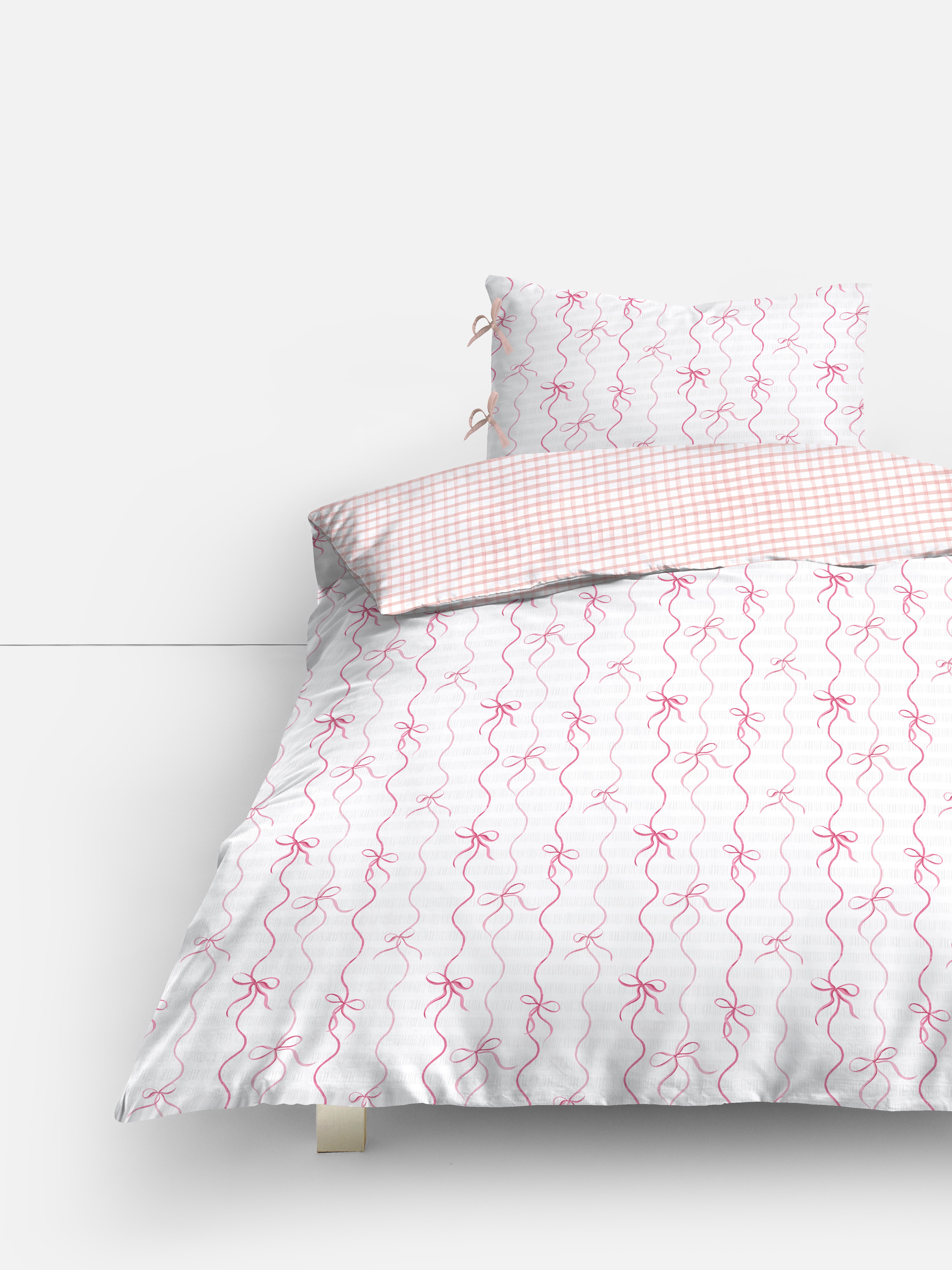 Parure de lit simple en seersucker à motif nœud