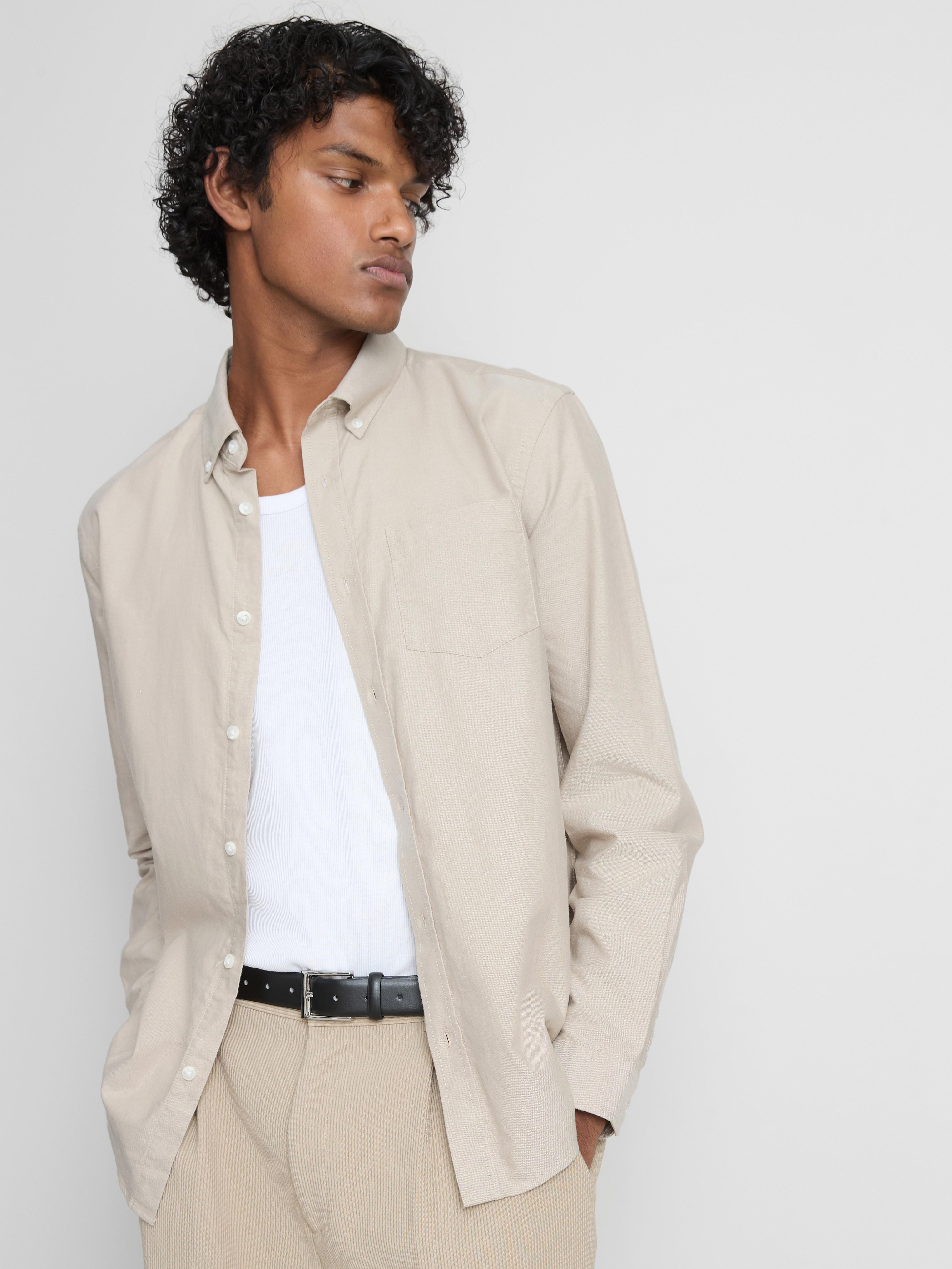 Men's Tan Long Sleeve Shirt