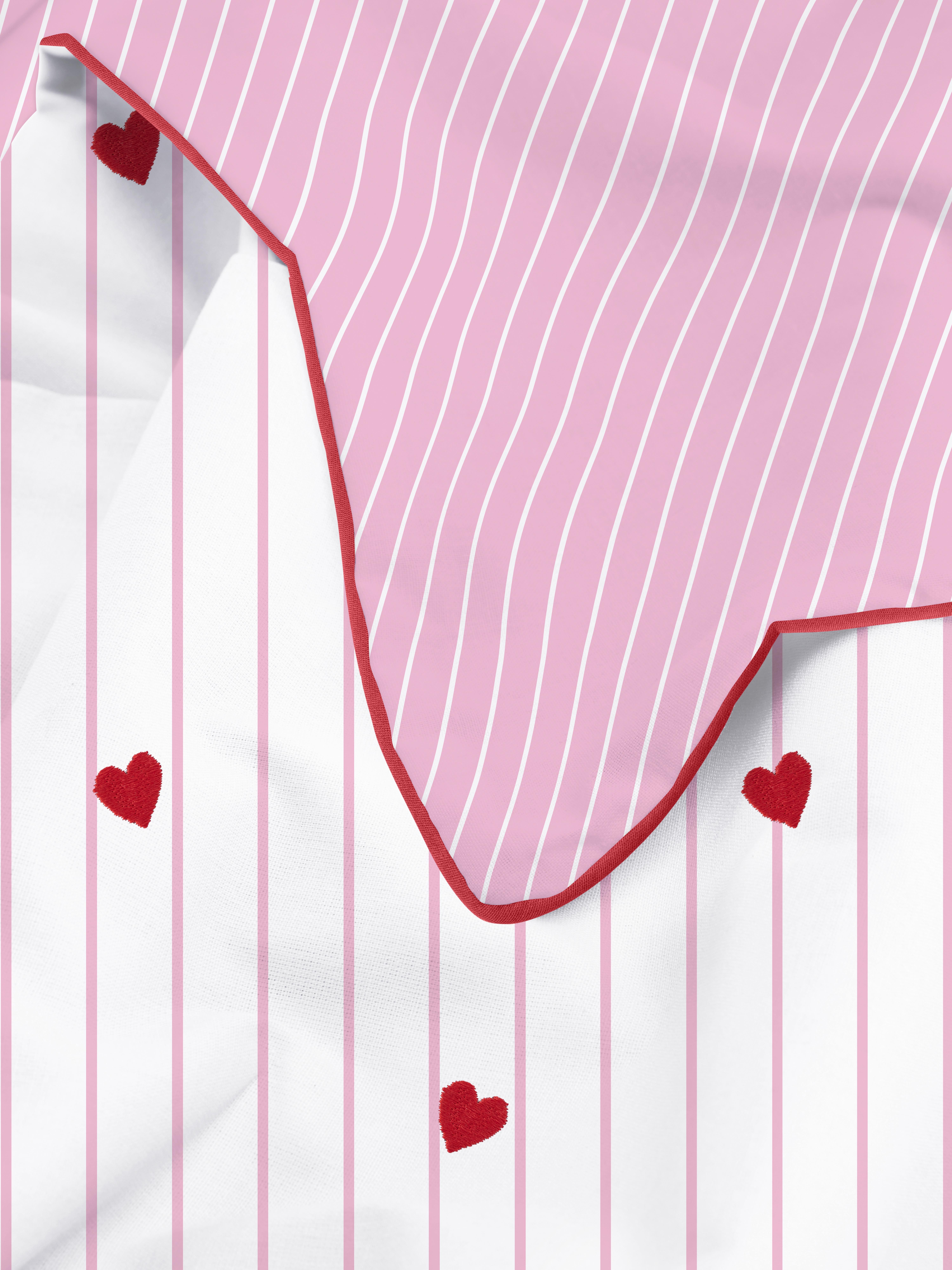 Wendebettwäscheset mit Herz- und Streifenmuster, Doppelbett
