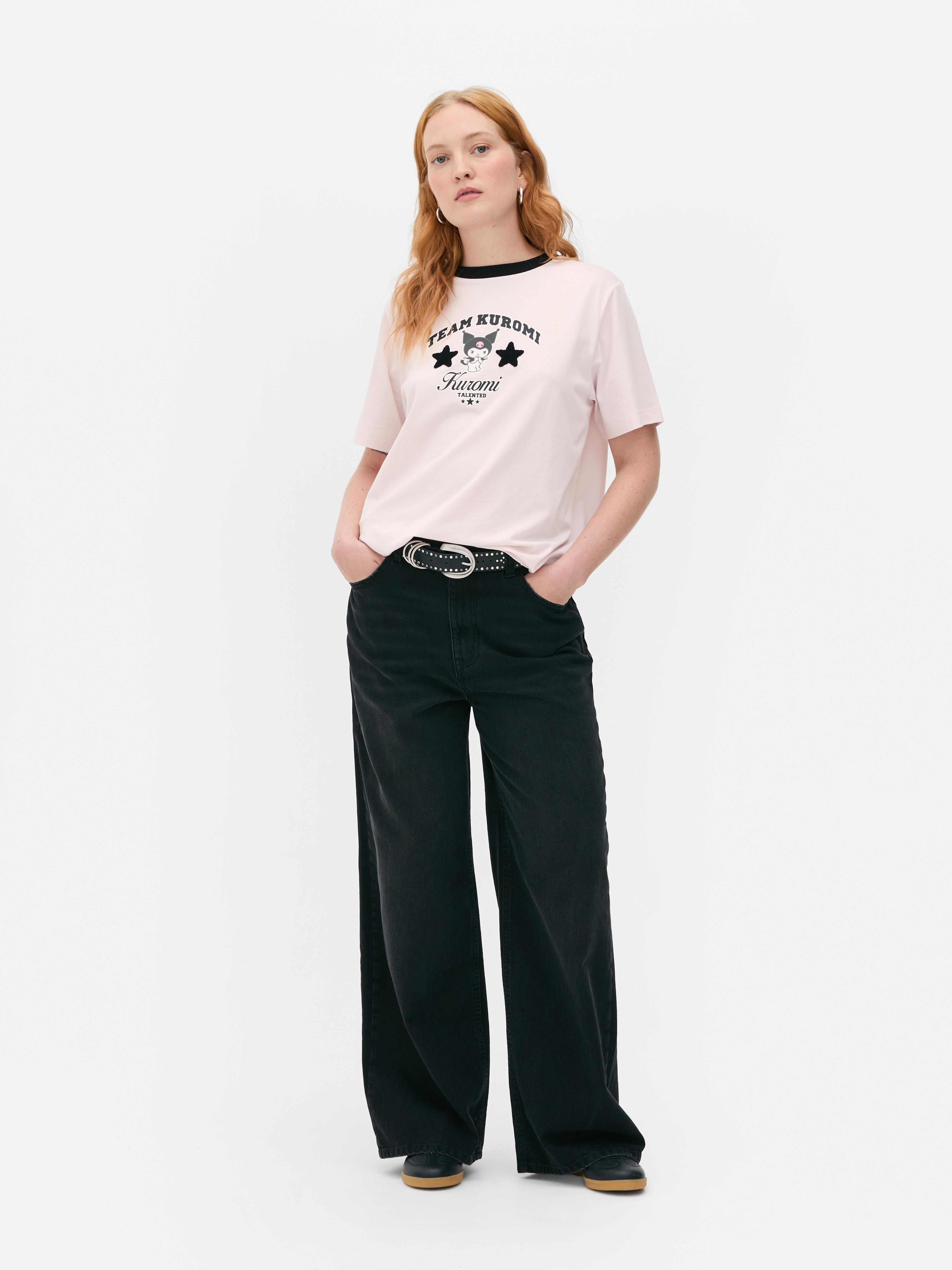 „Kuromi“ T-Shirt mit Kontrastsaum