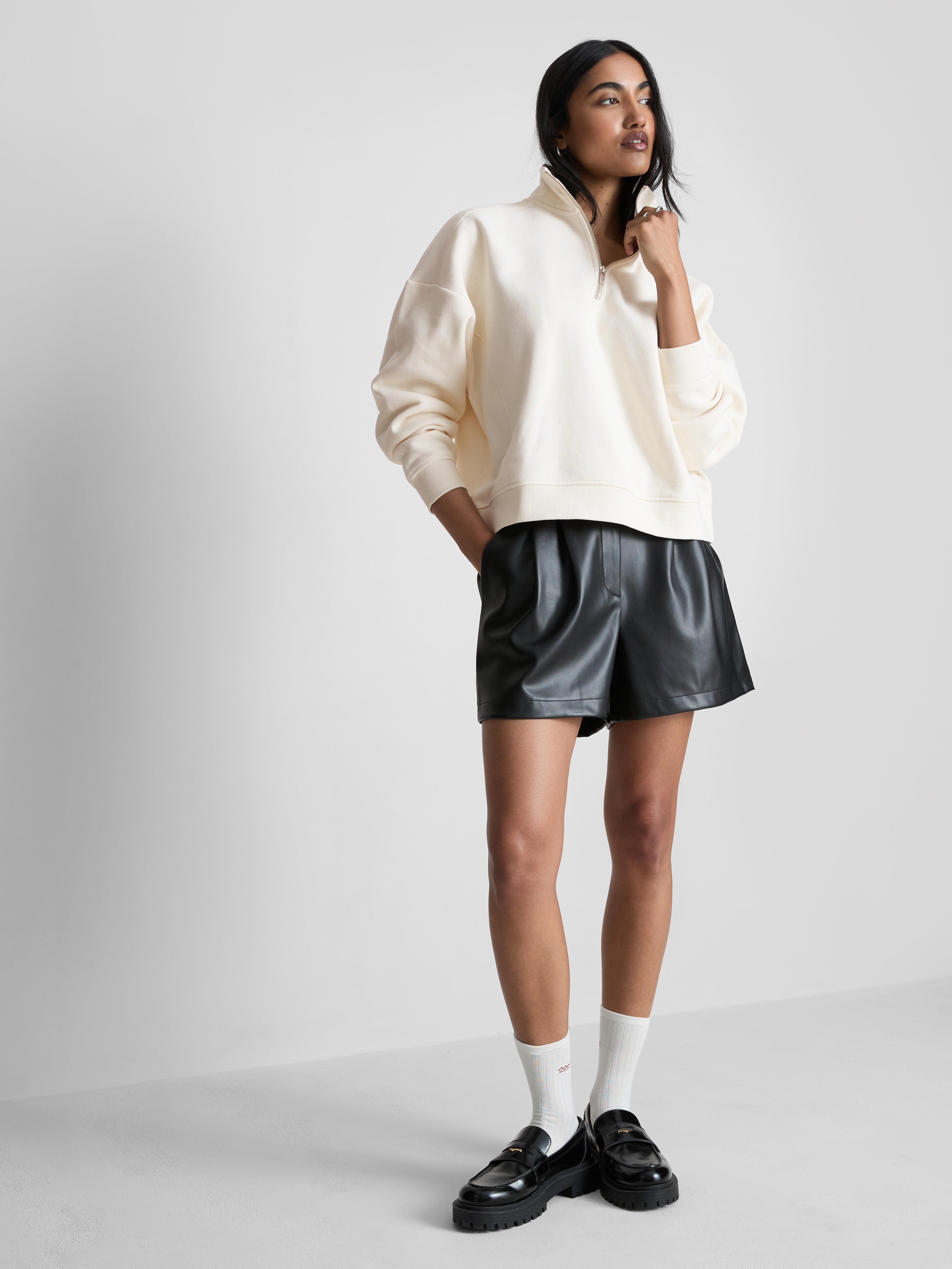 Cotton Blend Half-Zip Sweatshirt