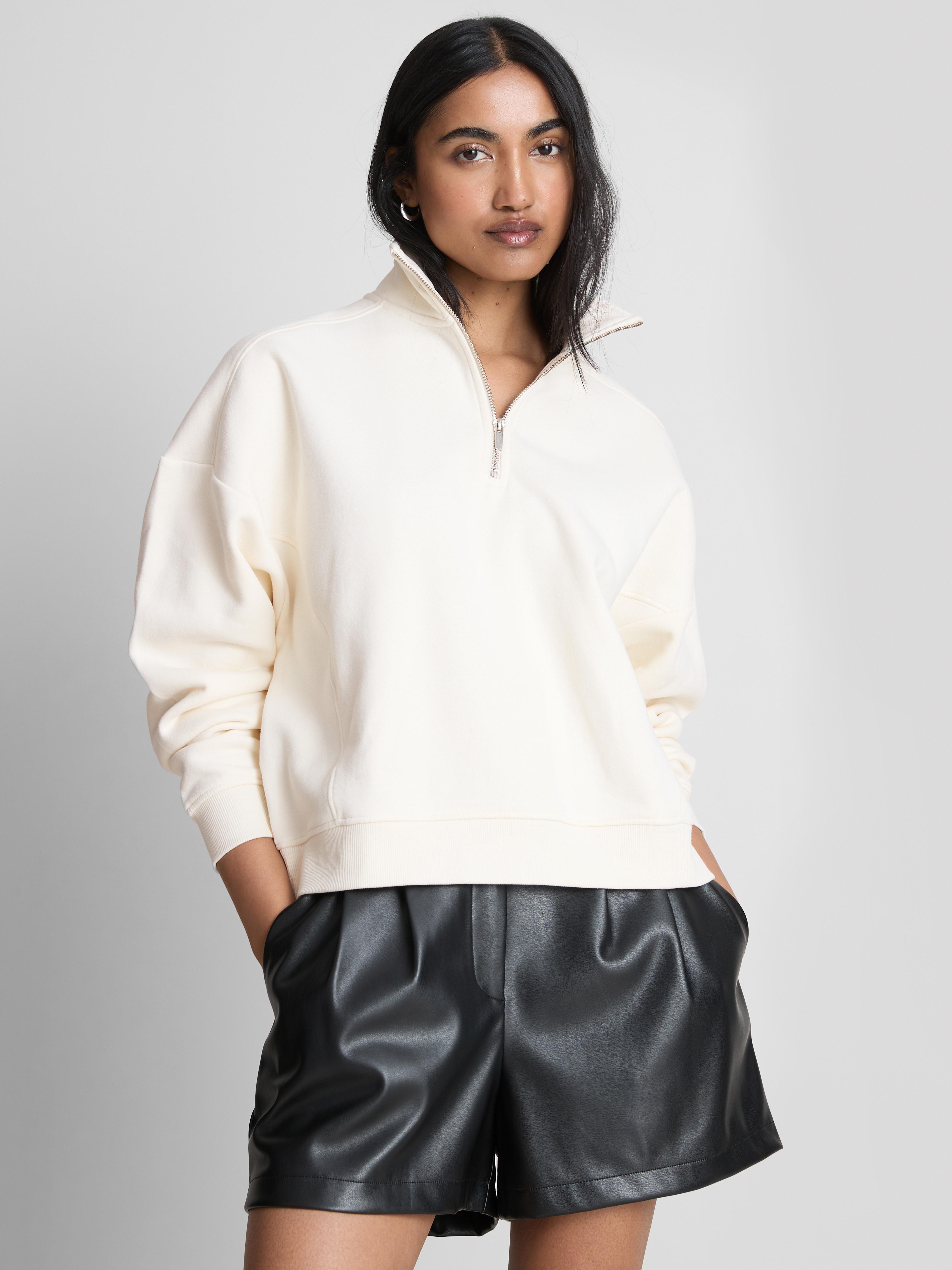 Cotton Blend Half Zip Sweatshirt