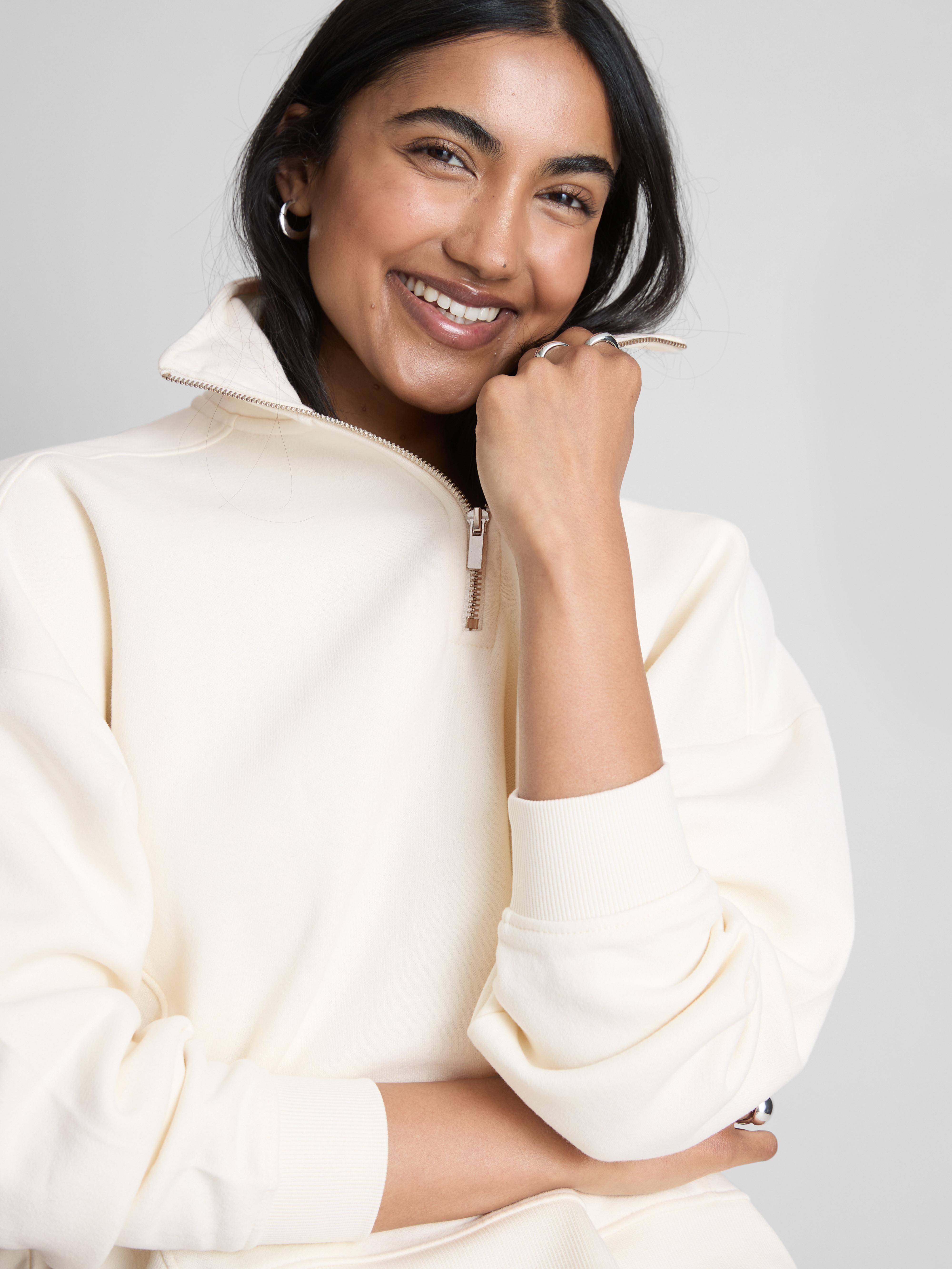 Cotton Blend Half Zip Sweatshirt