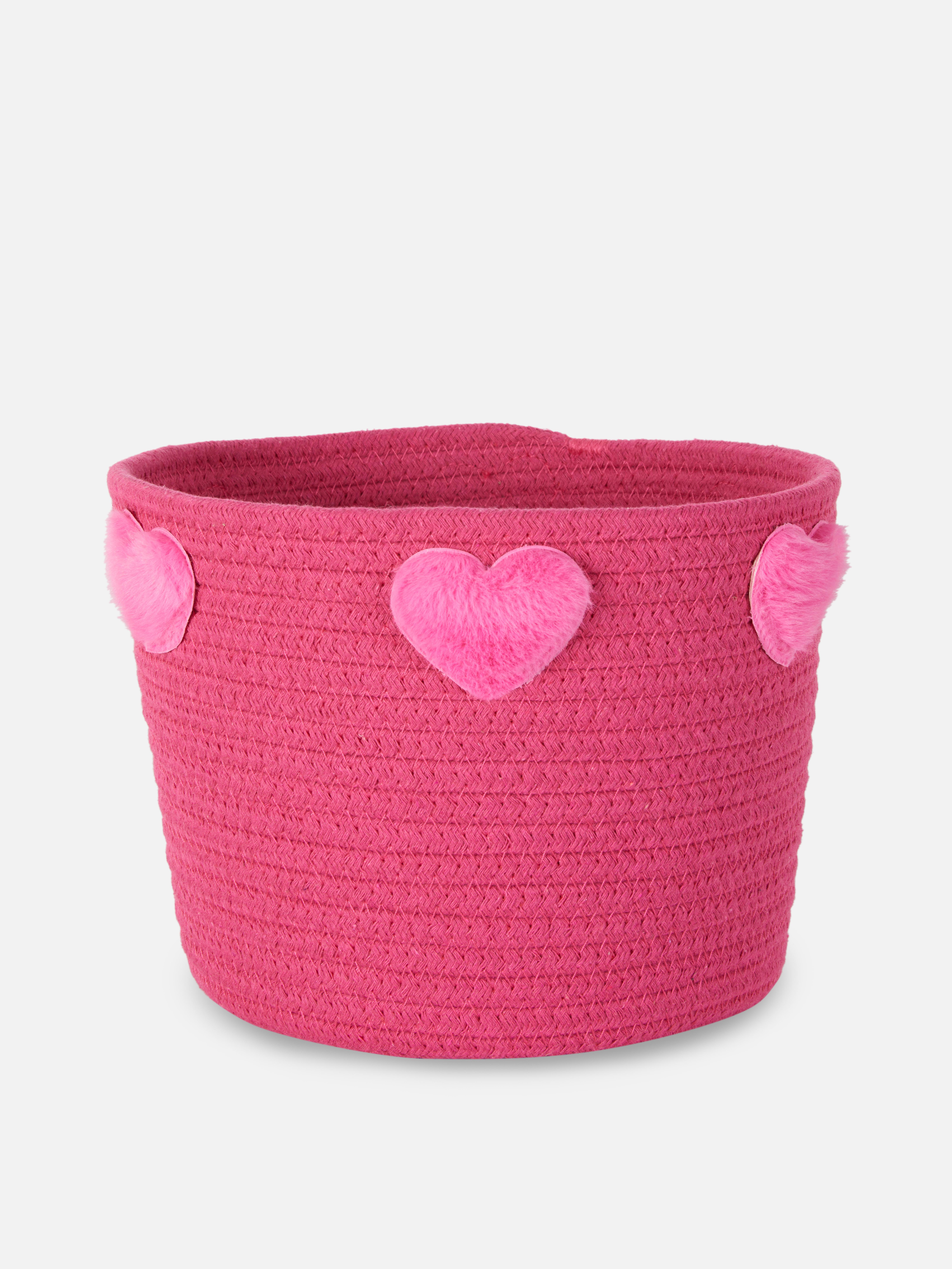 Cesta arrumação pompons corações