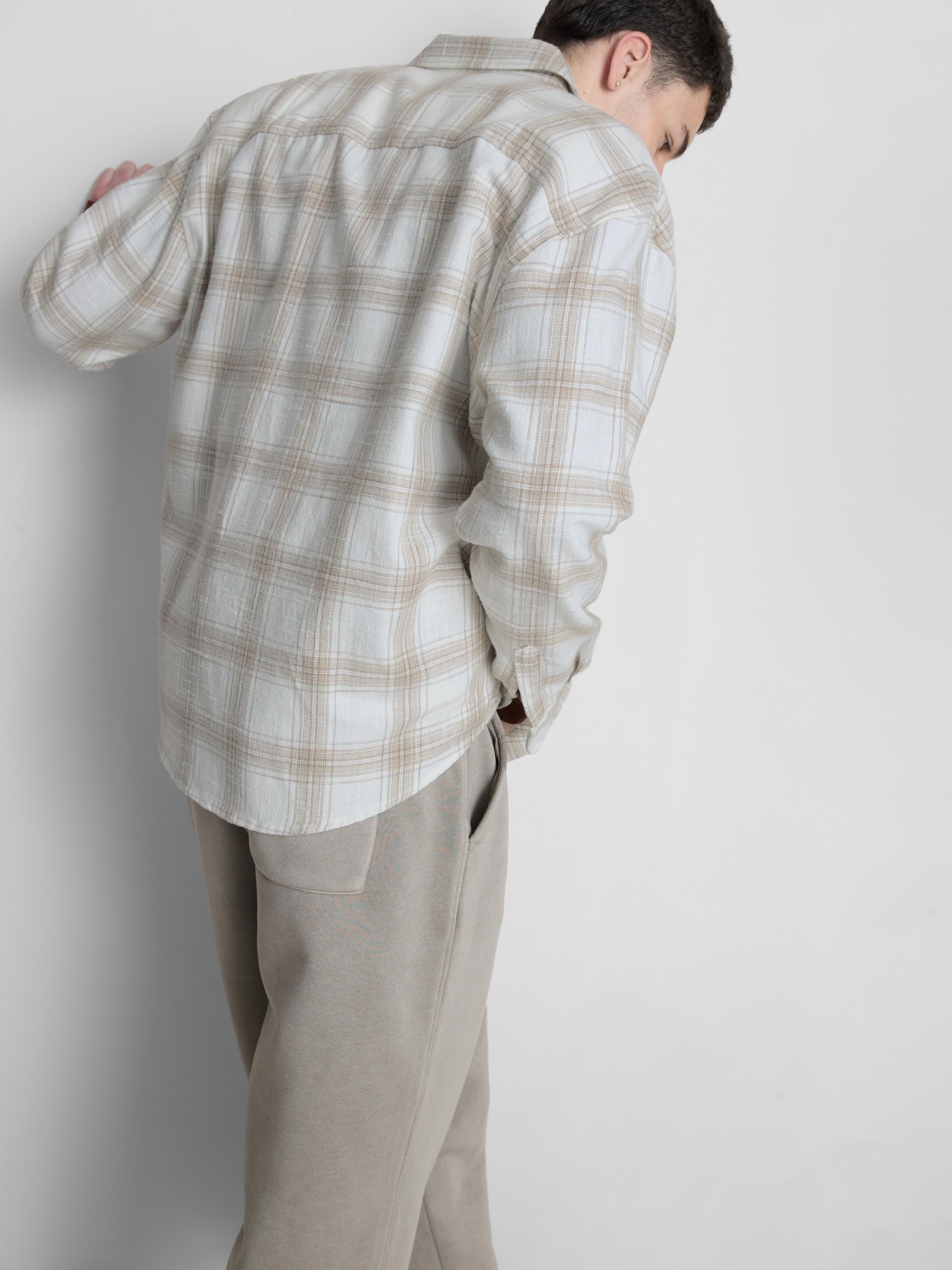 Camisa a cuadros con textura de manga larga