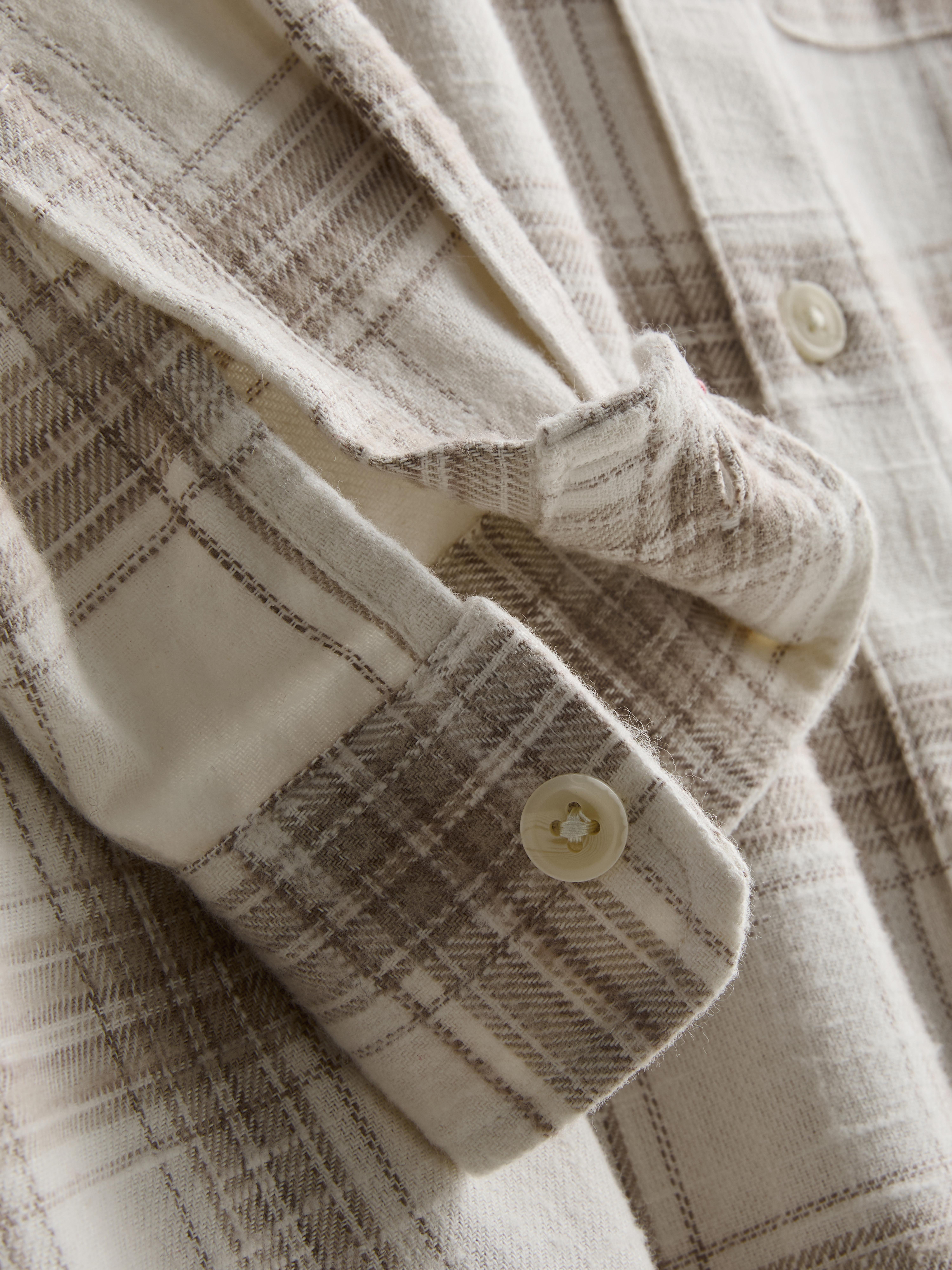 Chemise texturée à carreaux et manches longues