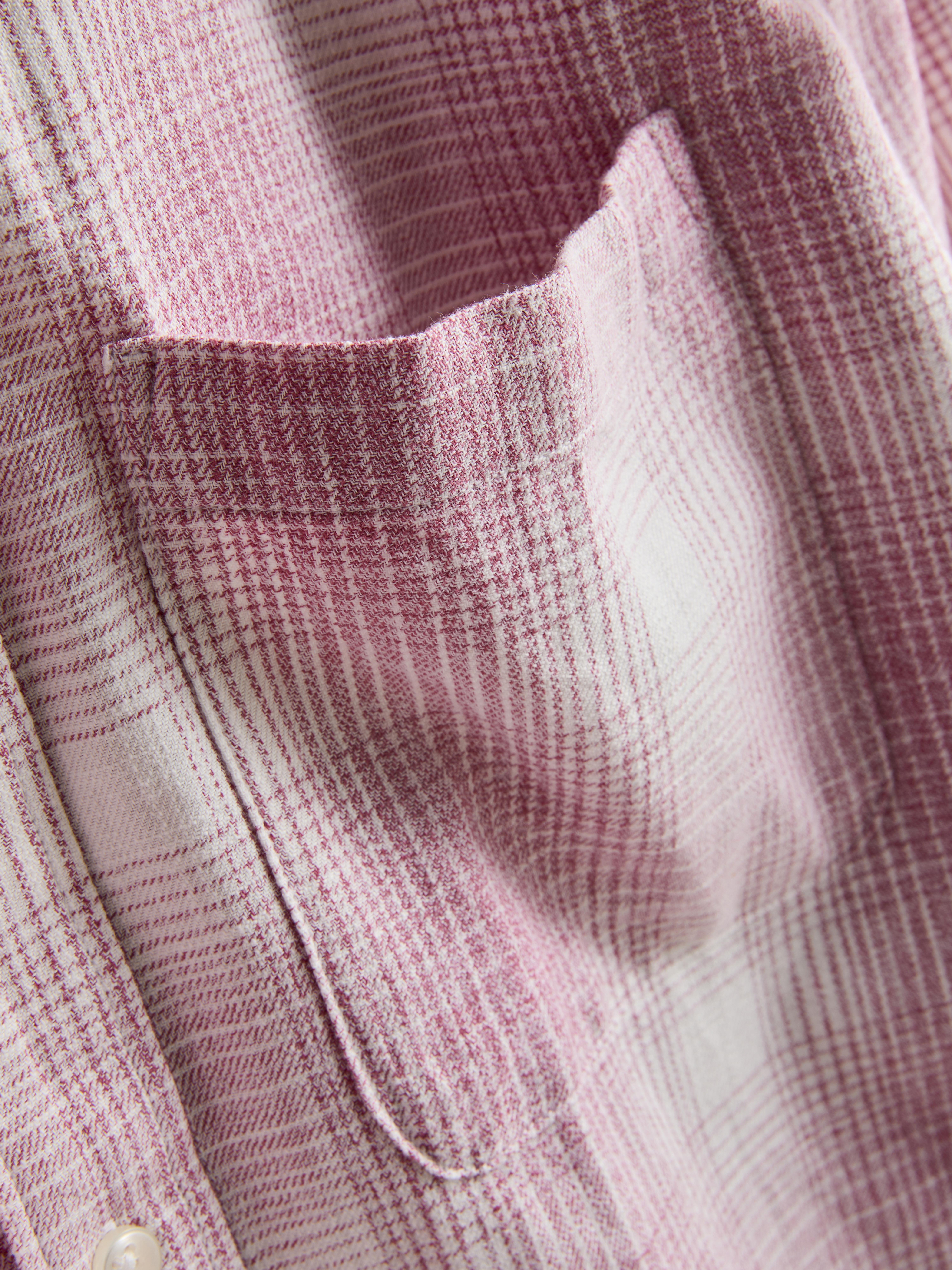 Men's Pink Textured Check Long Sleeved Shirt