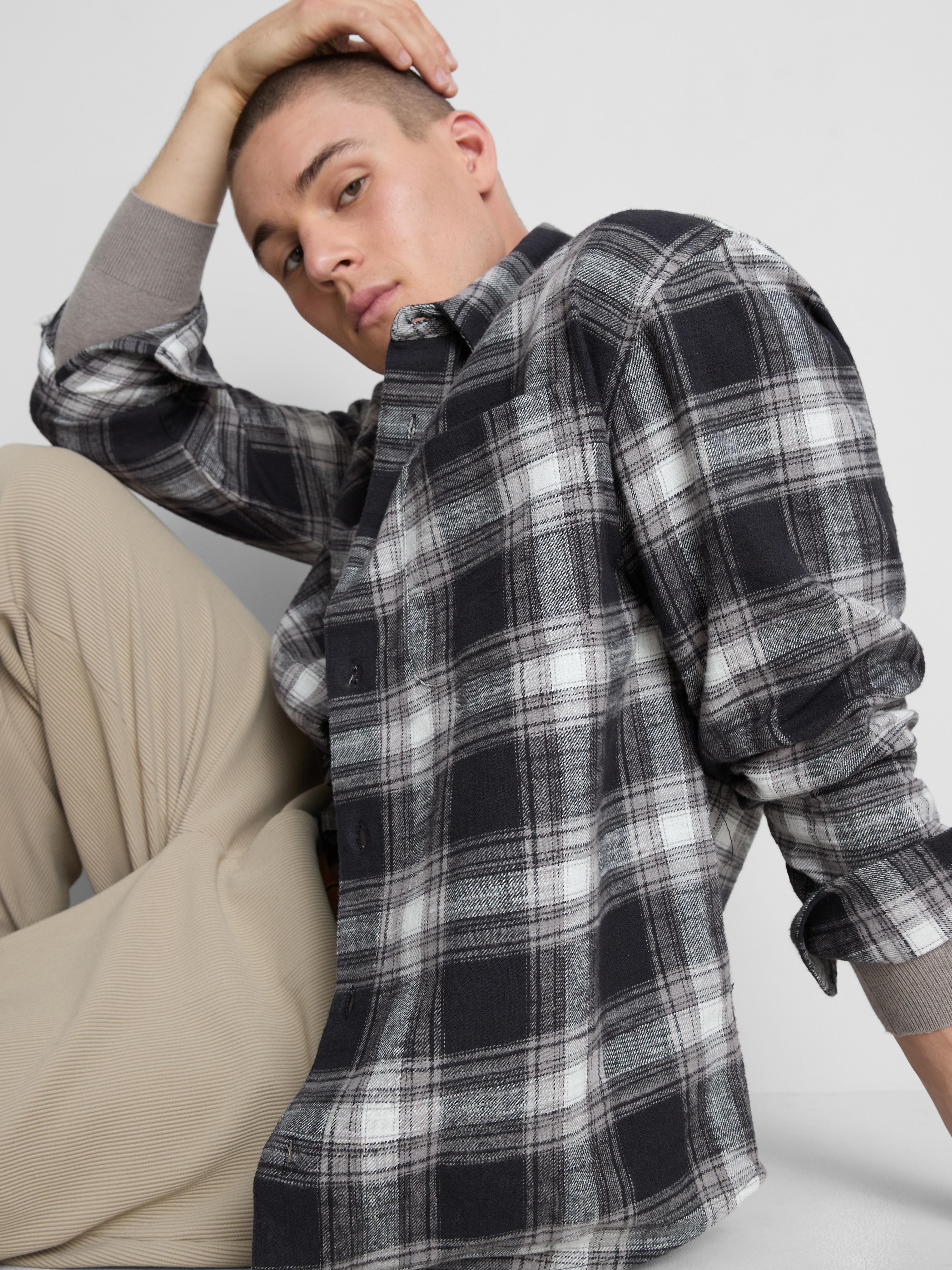 Camisa manga comprida xadrez texturada