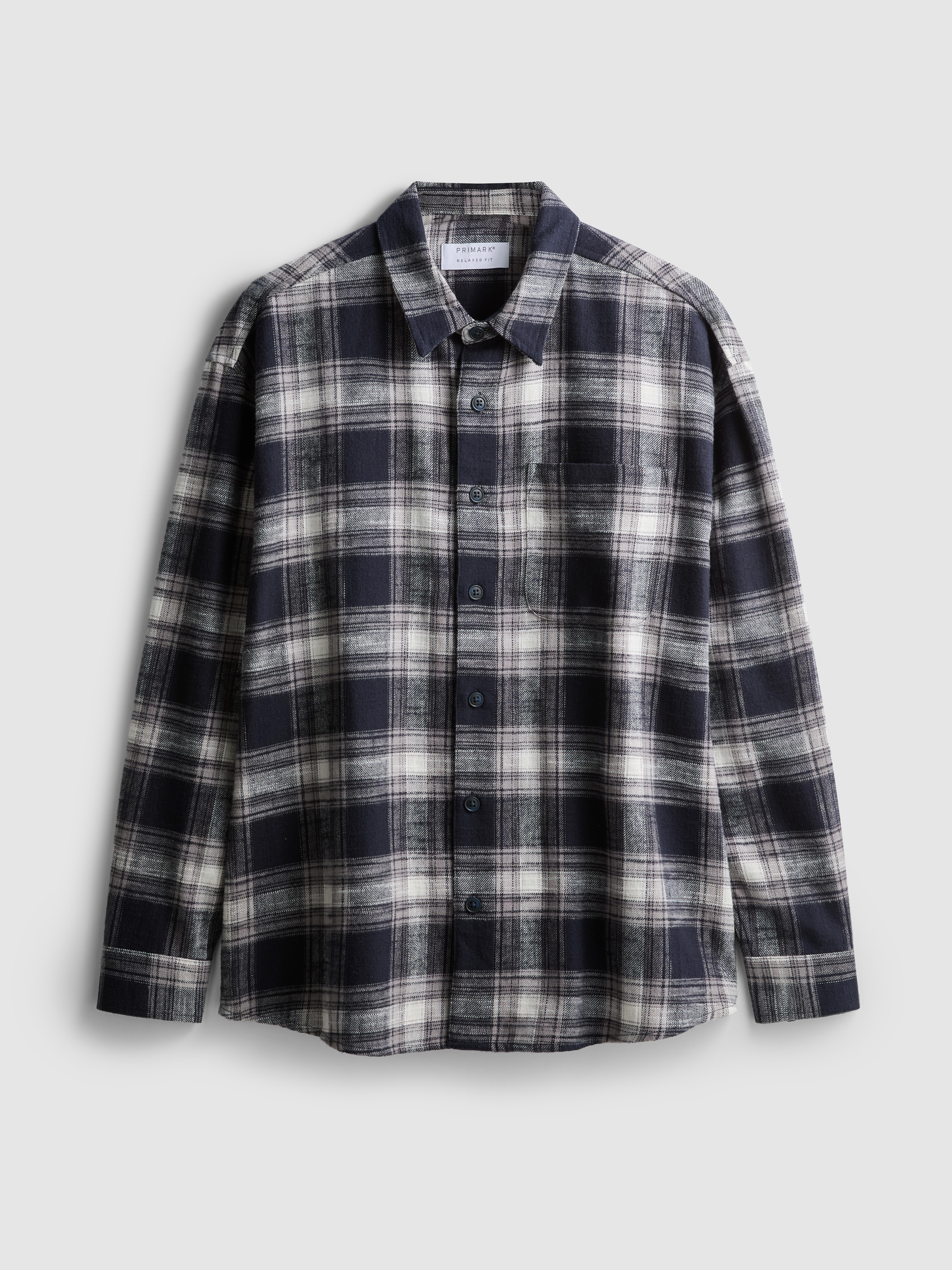 Camisa manga comprida xadrez texturada