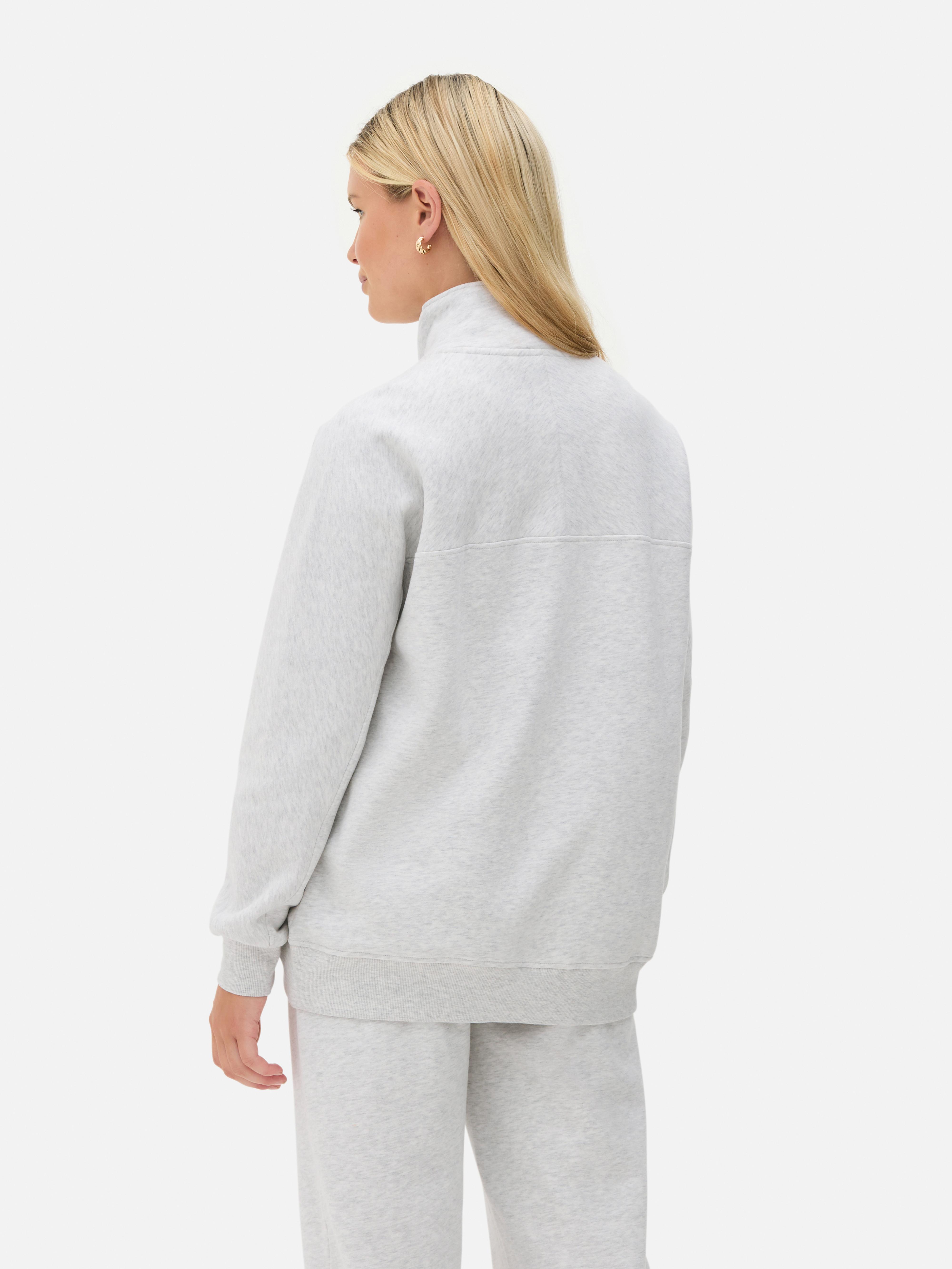 Sweatshirt mit halbem Reißverschluss und Brooklyn-Print