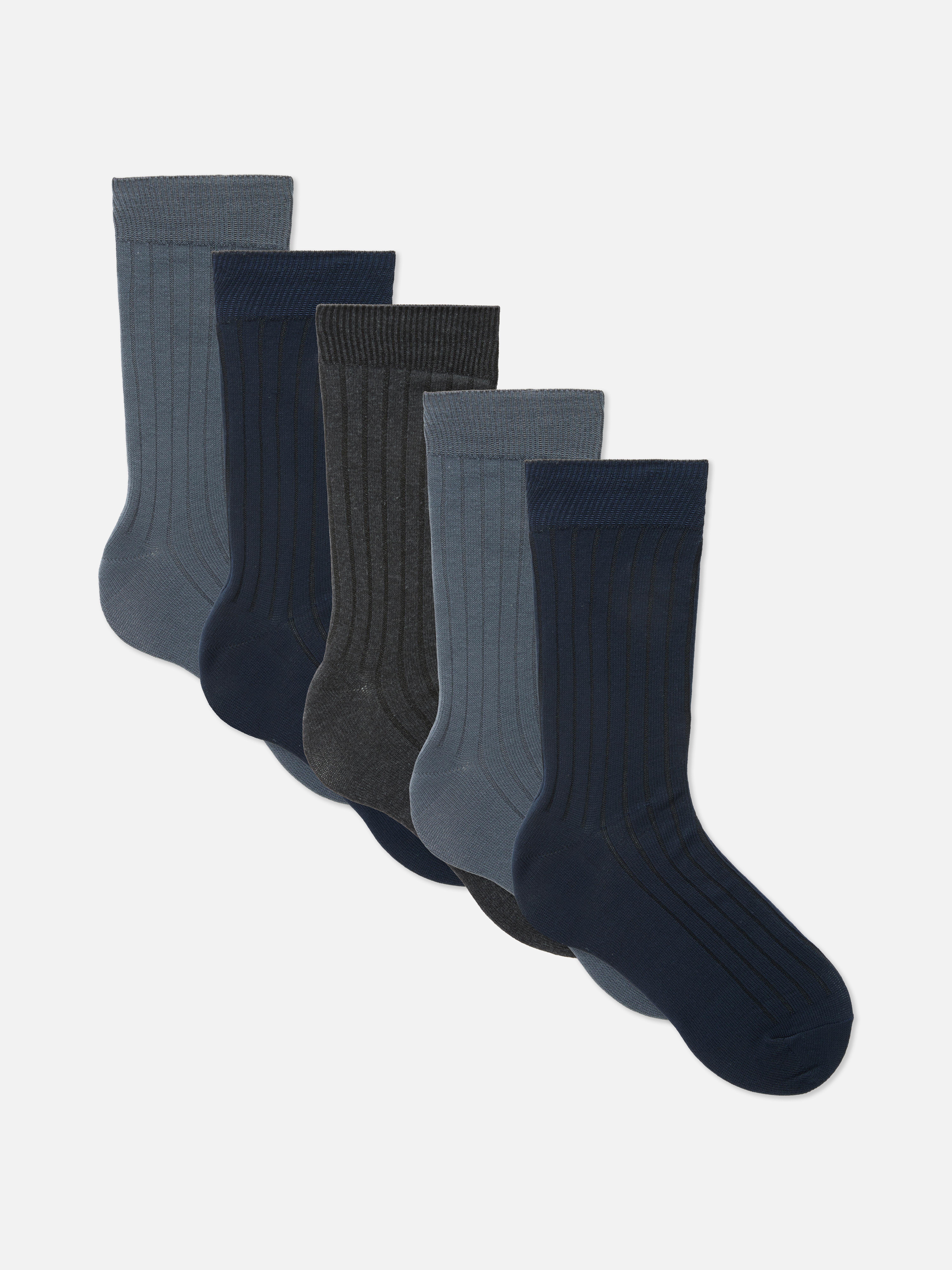 Gerippte Crew-Socken, 5er-Pack