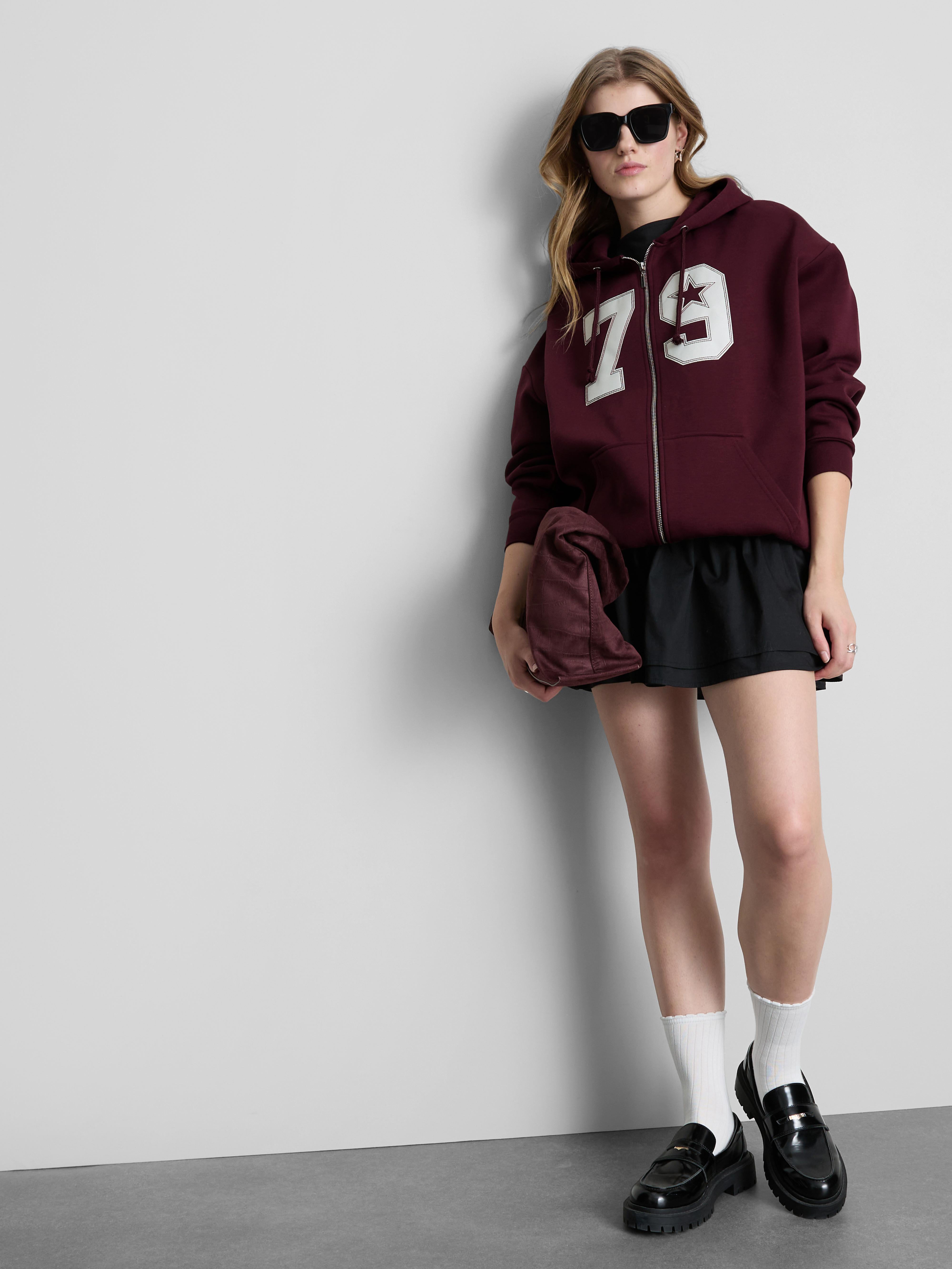 Sweat à capuche zippé oversize à motif