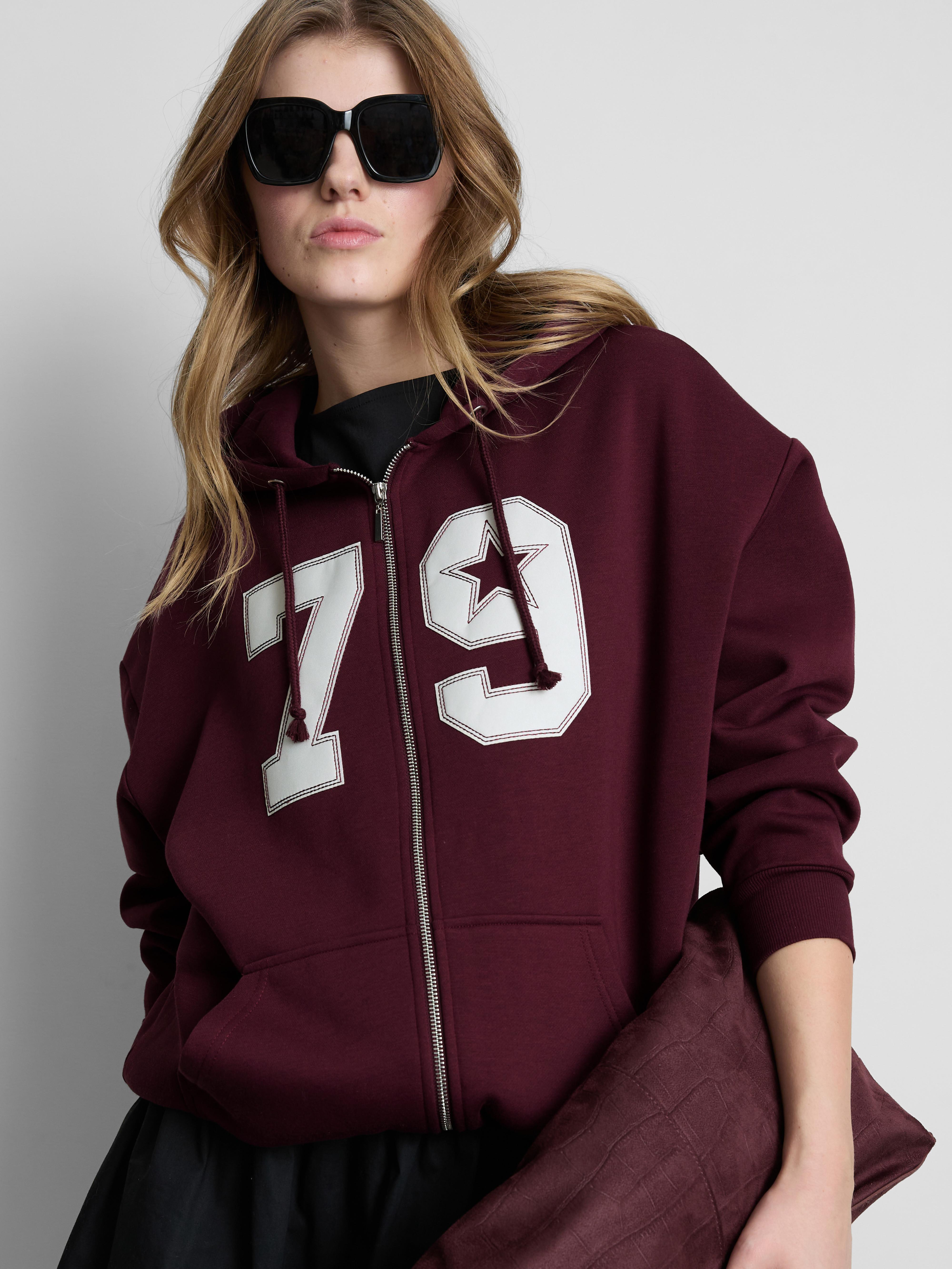 Oversized Graphic Zip Through Hoodie
