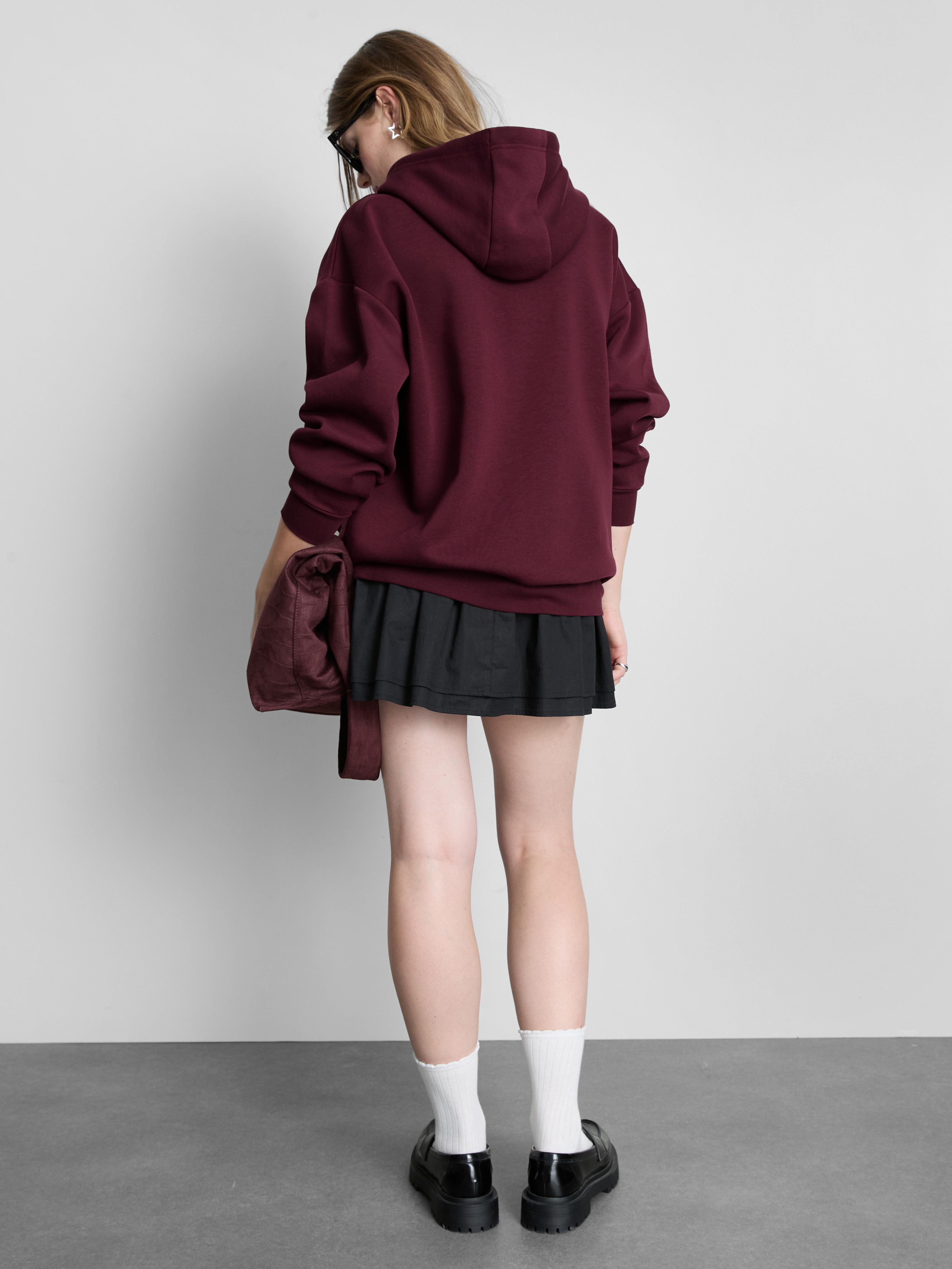 Oversized Graphic Zip Through Hoodie