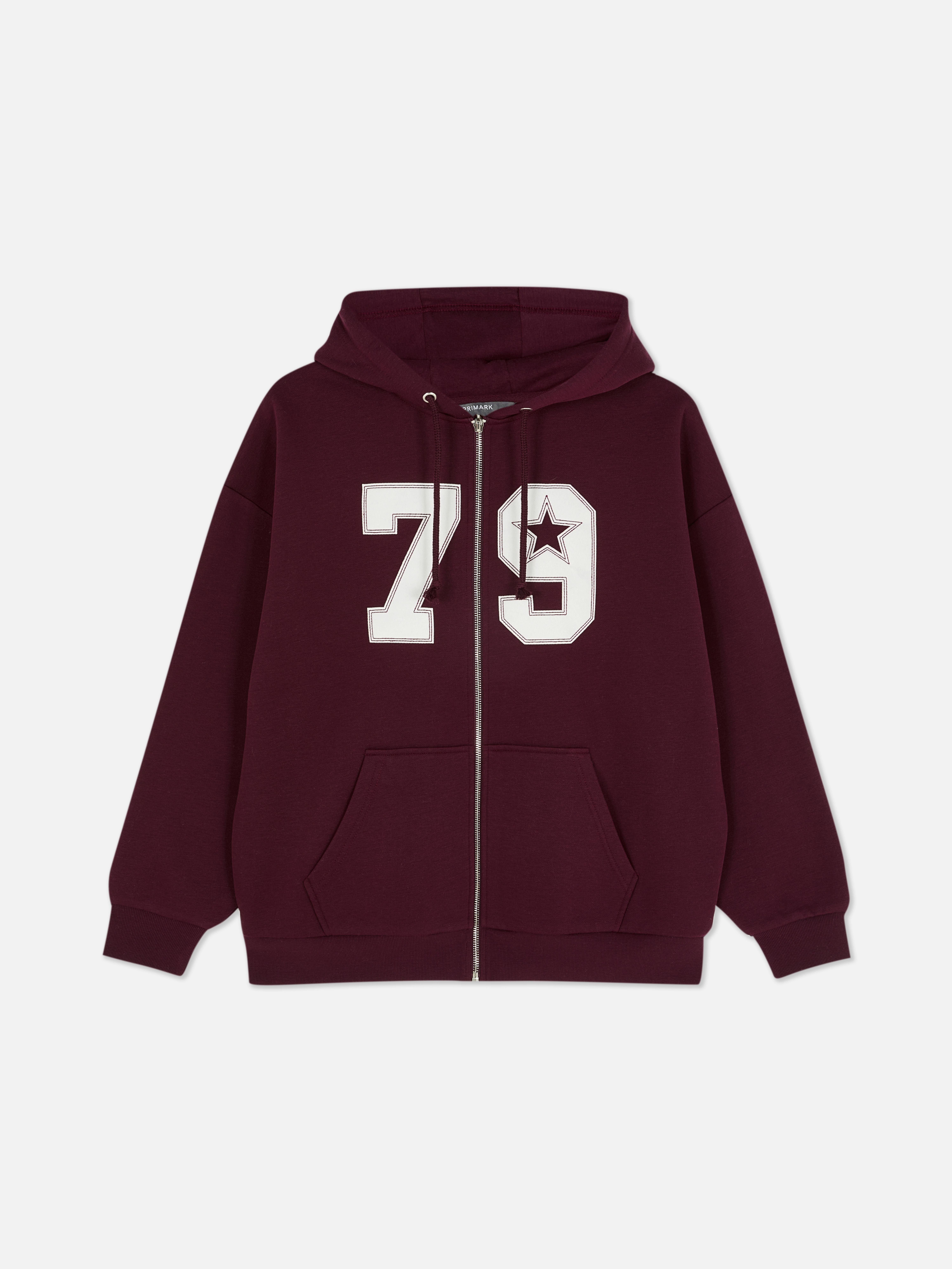Oversized Graphic Zip Through Hoodie