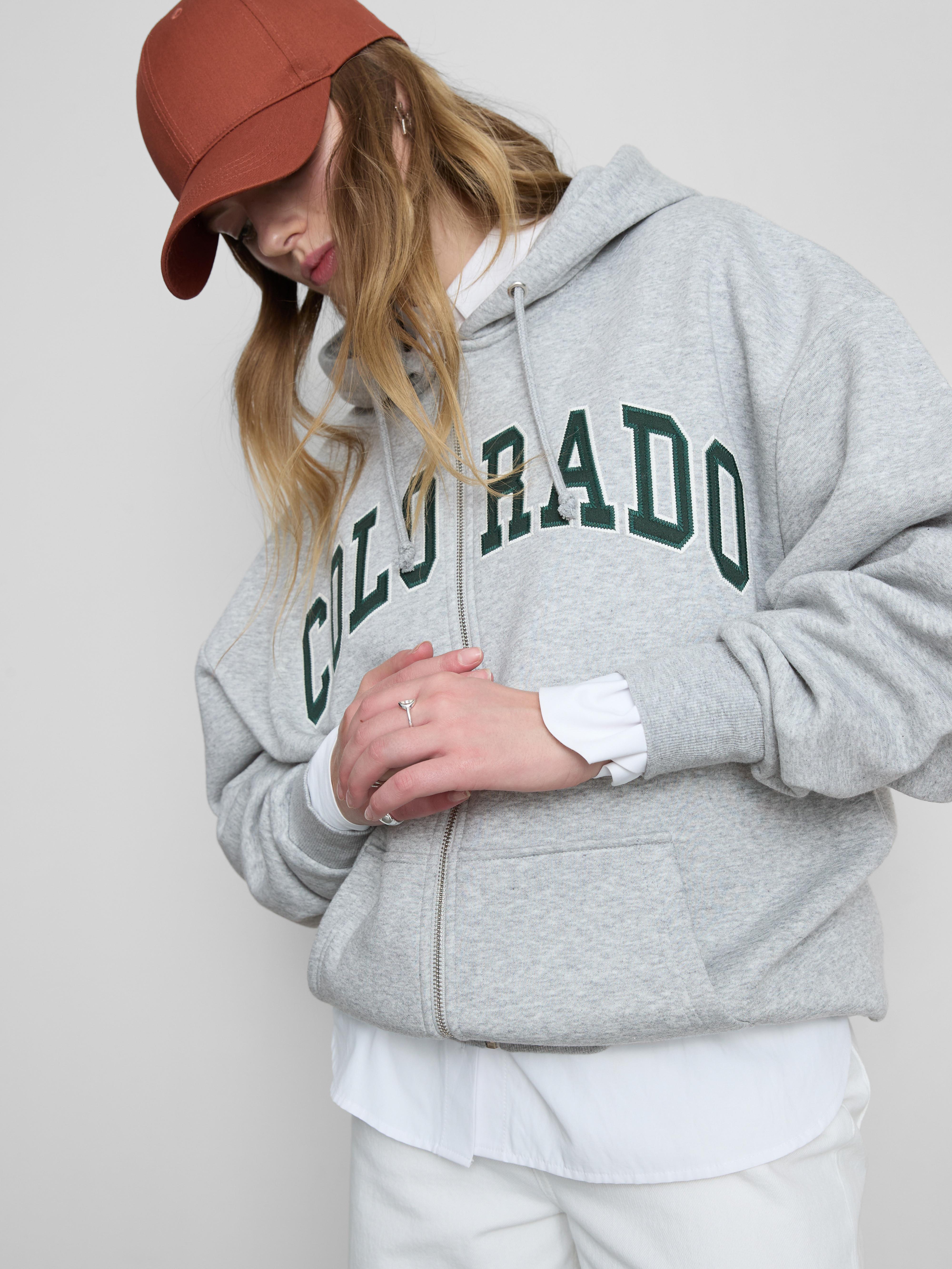 Oversized-Hoodie mit Reißverschluss und Grafik
