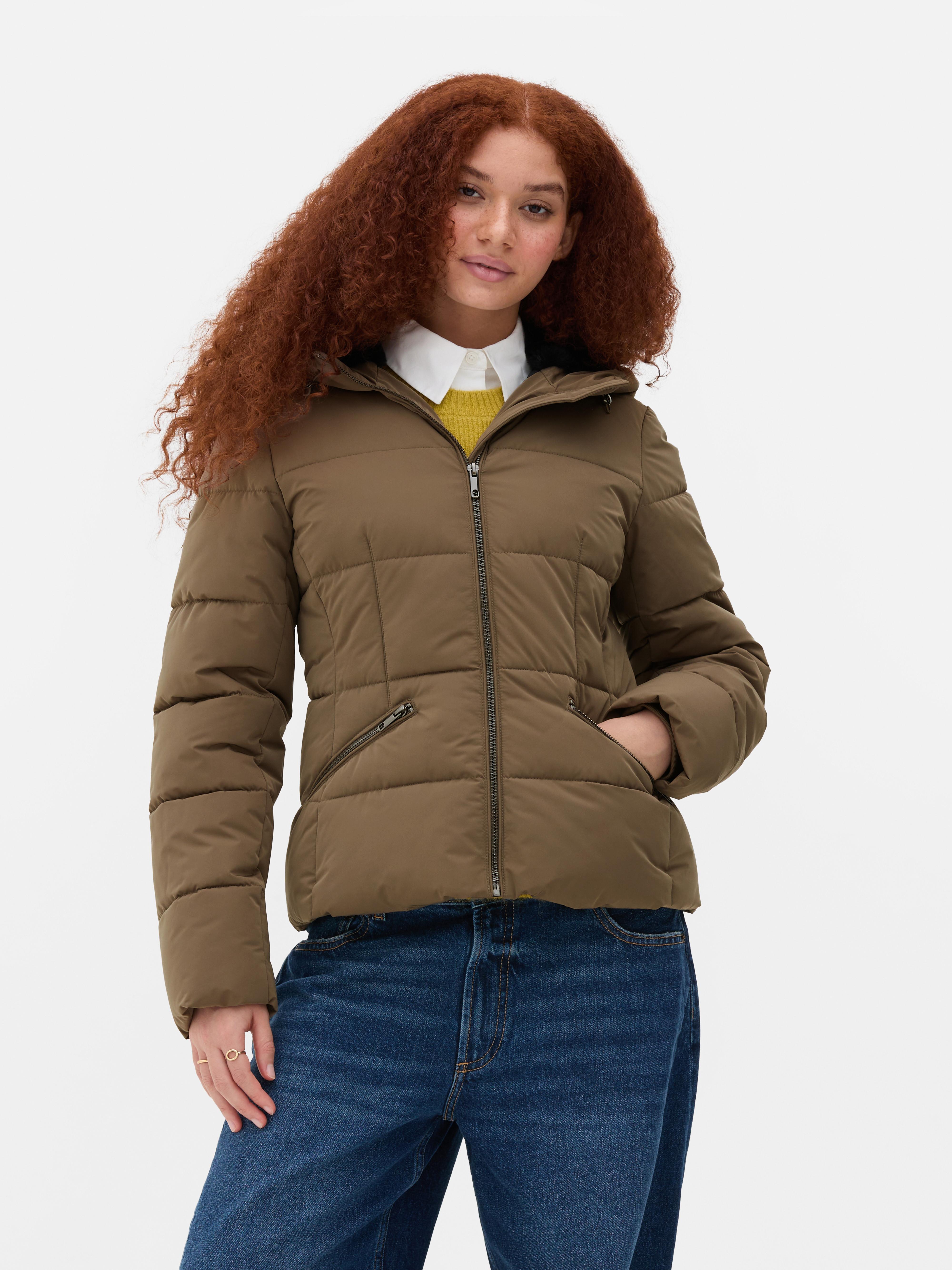 Short Puffer Jacket Khaki