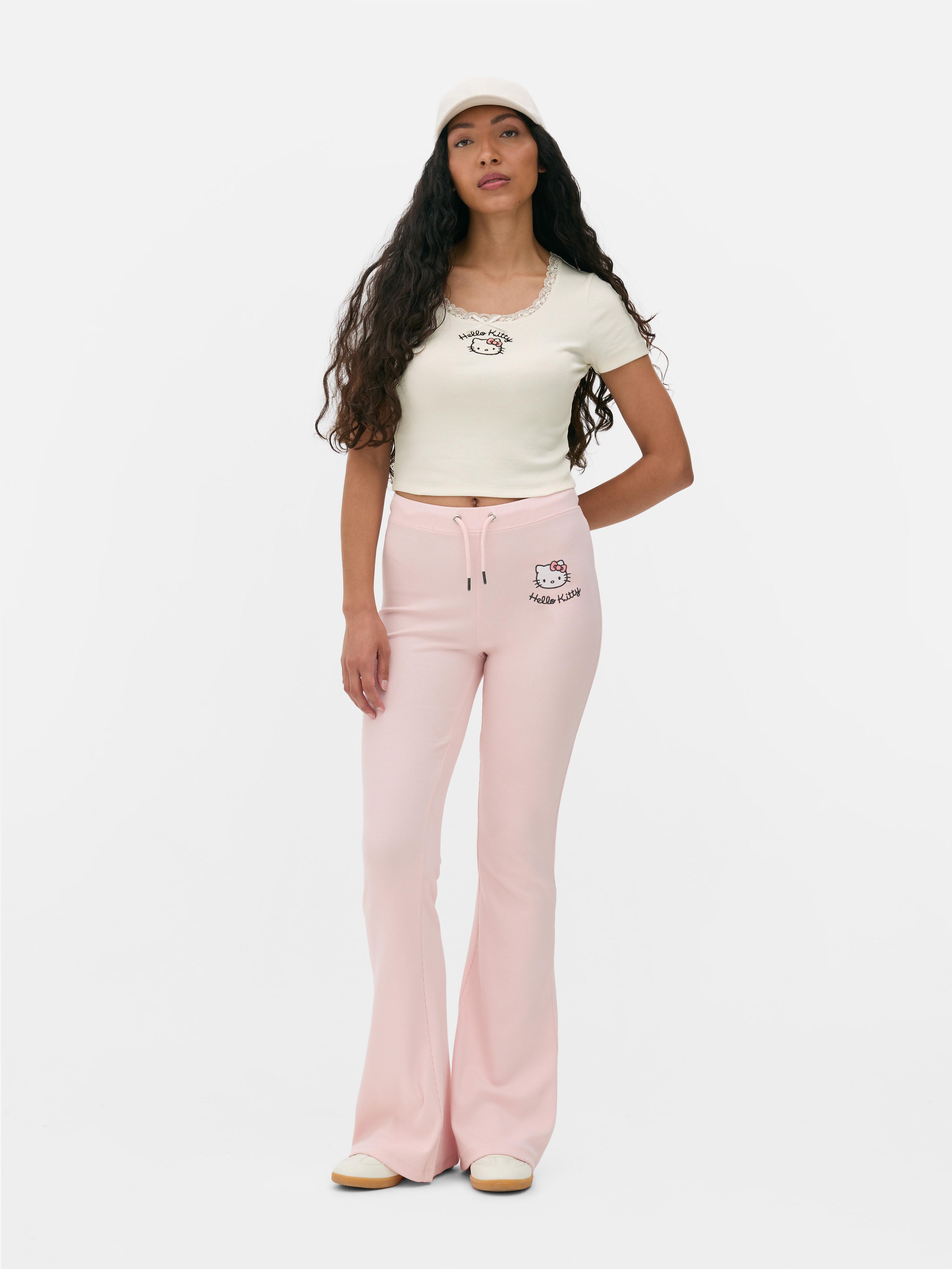 Tricou mulat cu ornament din dantelă Hello Kitty