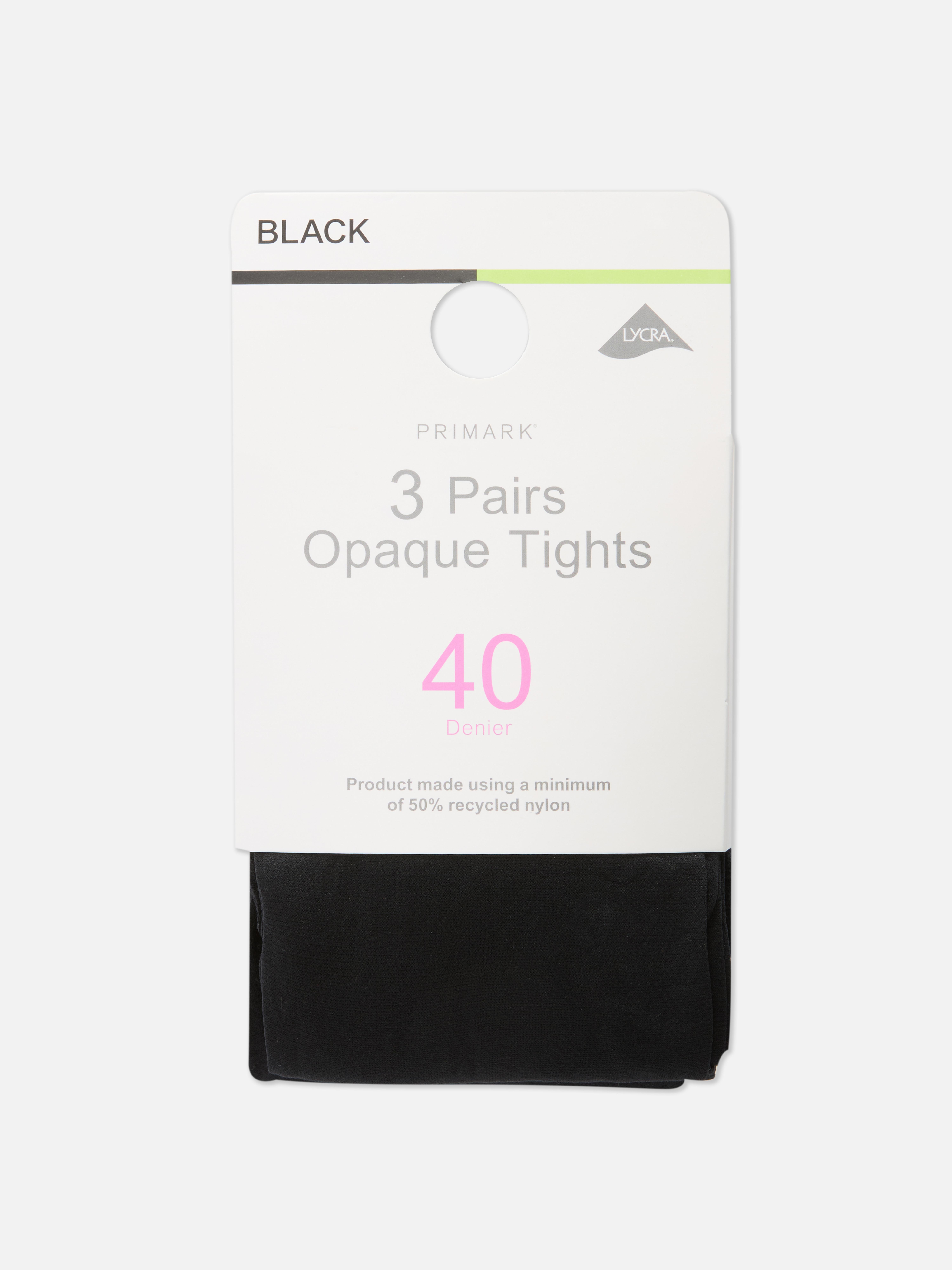3pk 40 Denier Opaque Tights
