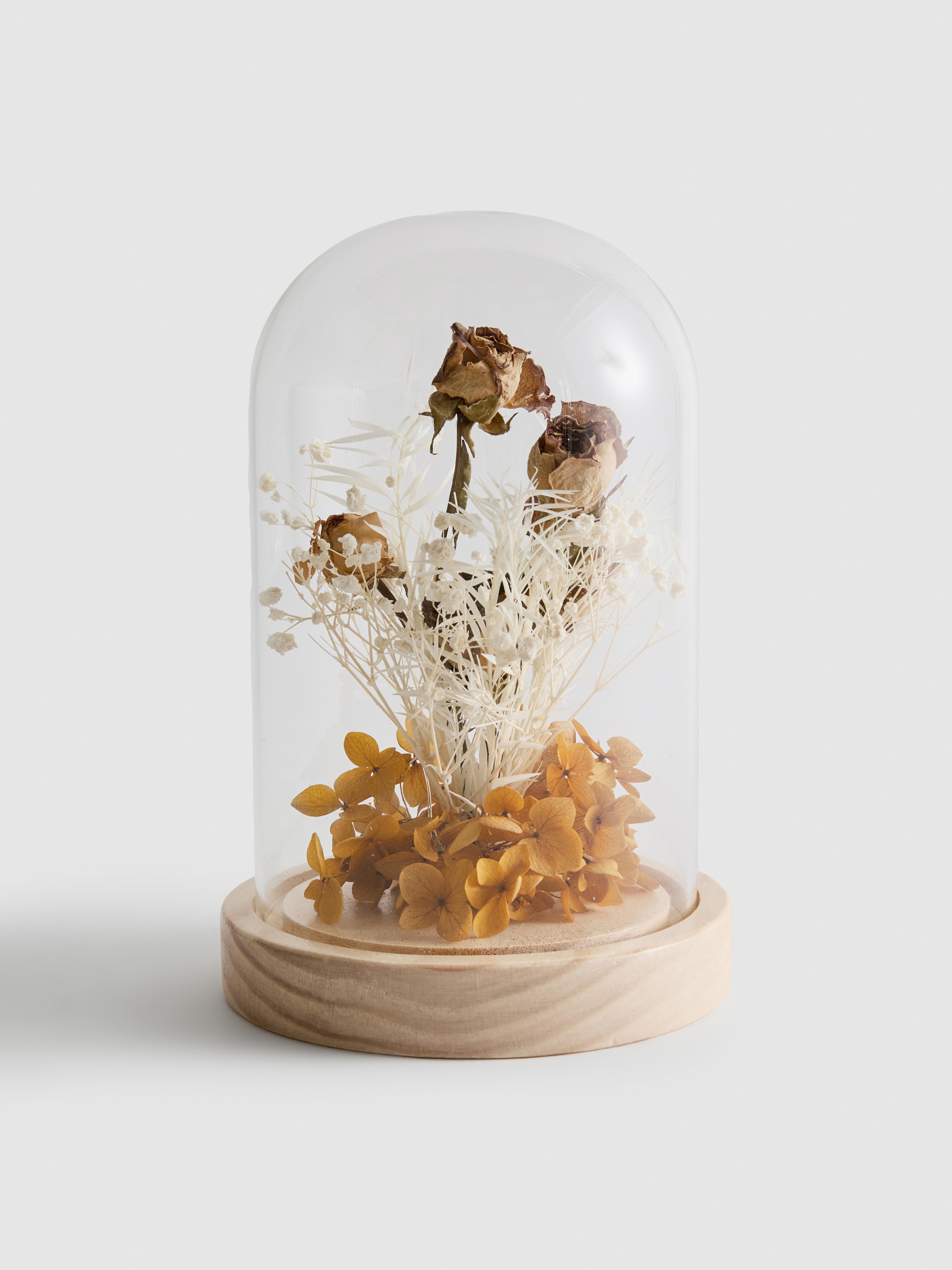 Kupolast okras s posušenim cvetjem in LED-lučkami