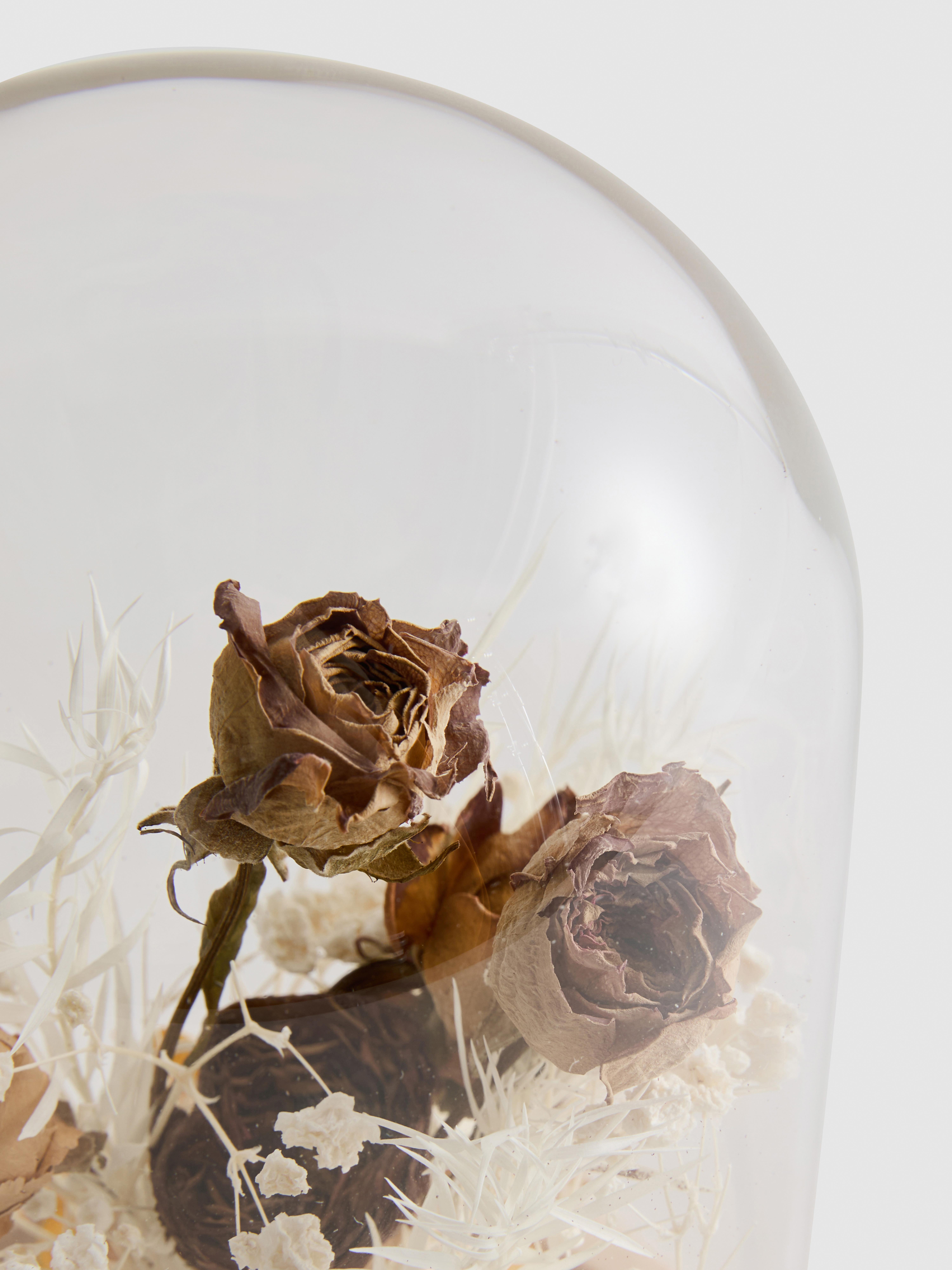 Koepelvormige led-decoratie met gedroogde bloemen